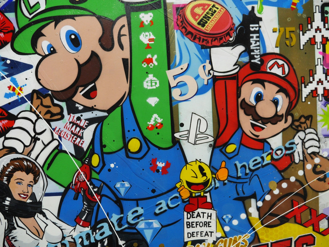 Super Smash and Grab 140cm x 100cm Textured Urban Pop Art Painting (SOLD)