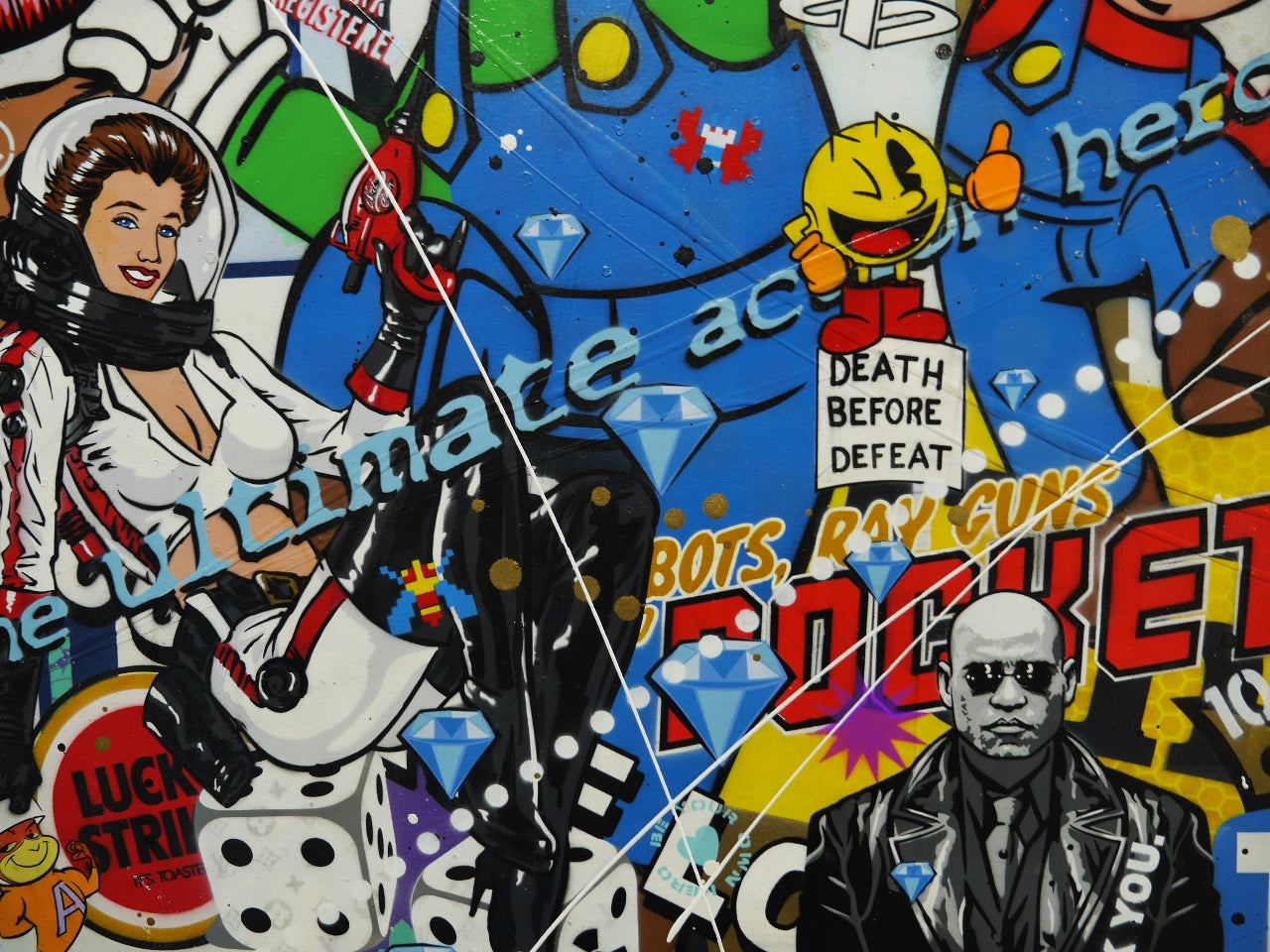 Super Smash and Grab 140cm x 100cm Textured Urban Pop Art Painting (SOLD)