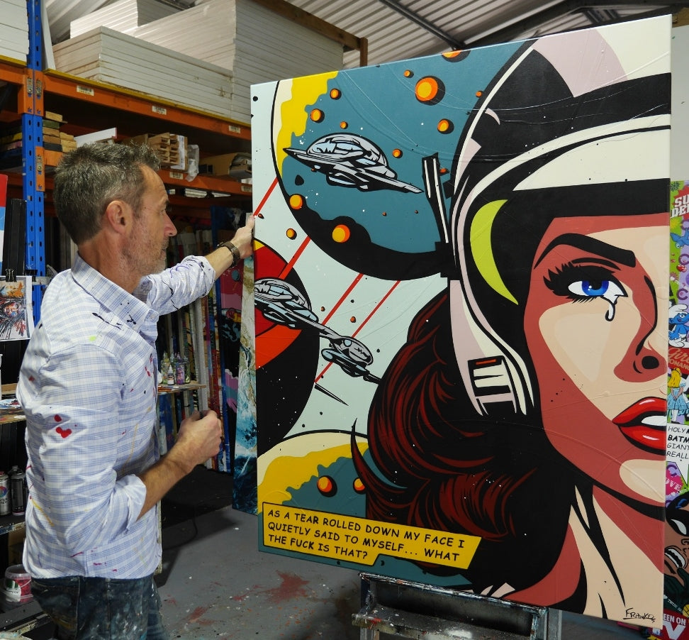 What The? 120cm x 150cm Textured Space Classic Pop Art Painting (SOLD)-Urban Pop Art-[Franko_Artist]-[The_Block]-[Dream_Homes]-[ideas]- [Grand_Designs]-Franklin Art Studio
