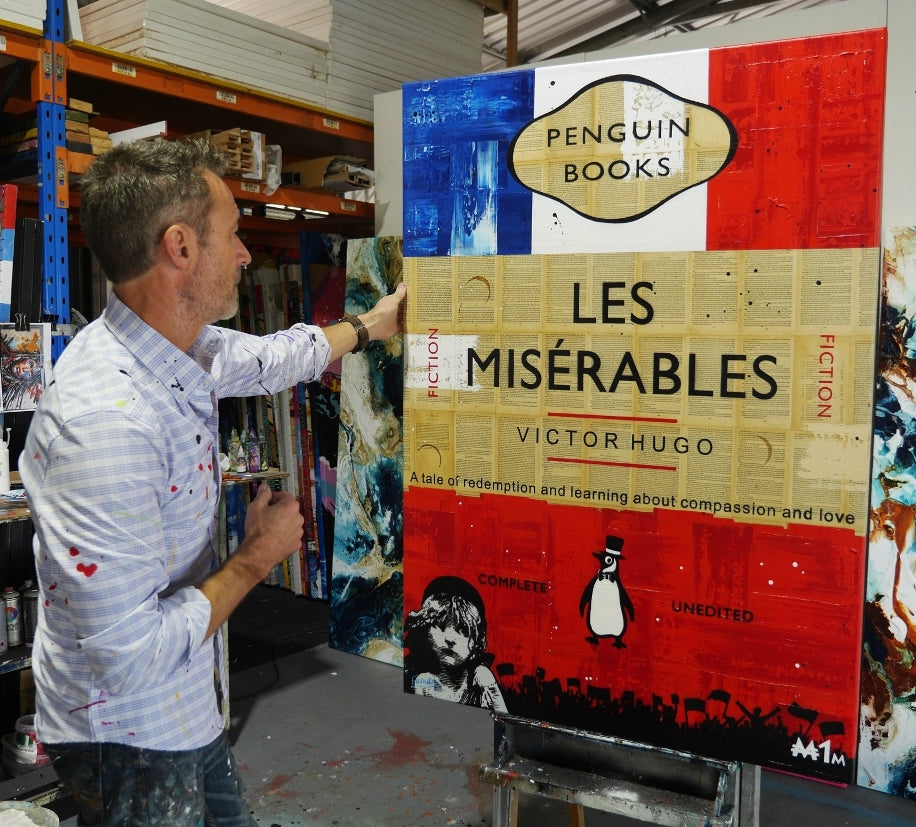 French Connection 140cm x 100cm Les Mis Urban Pop Book Club Painting (SOLD)-book club-[Franko_Artist]-[The_Block]-[Dream_Homes]-[ideas]- [Grand_Designs]-Franklin Art Studio