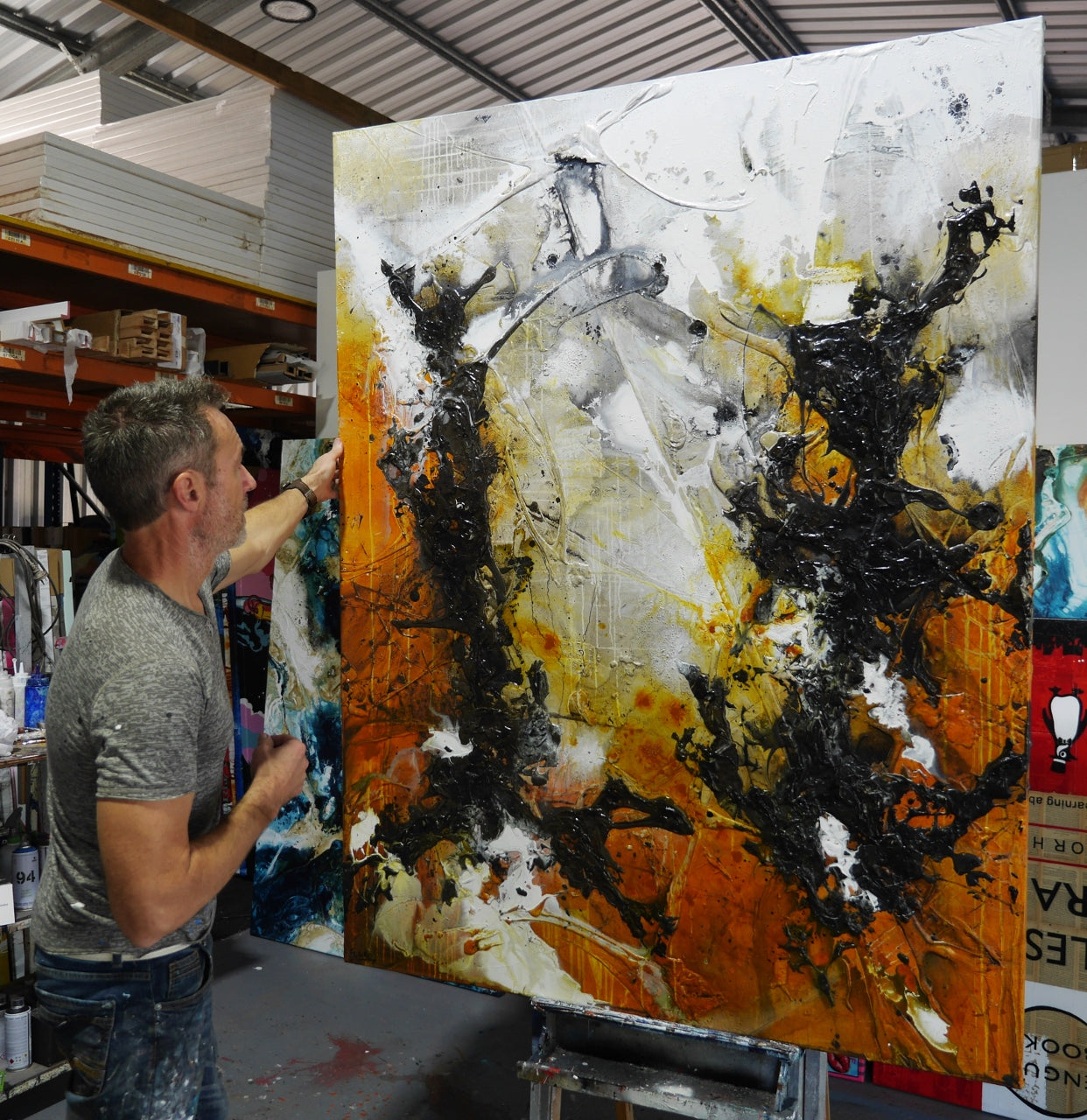 Sienna and Slate 140cm x 180cm Textured Abstract Painting (SOLD)