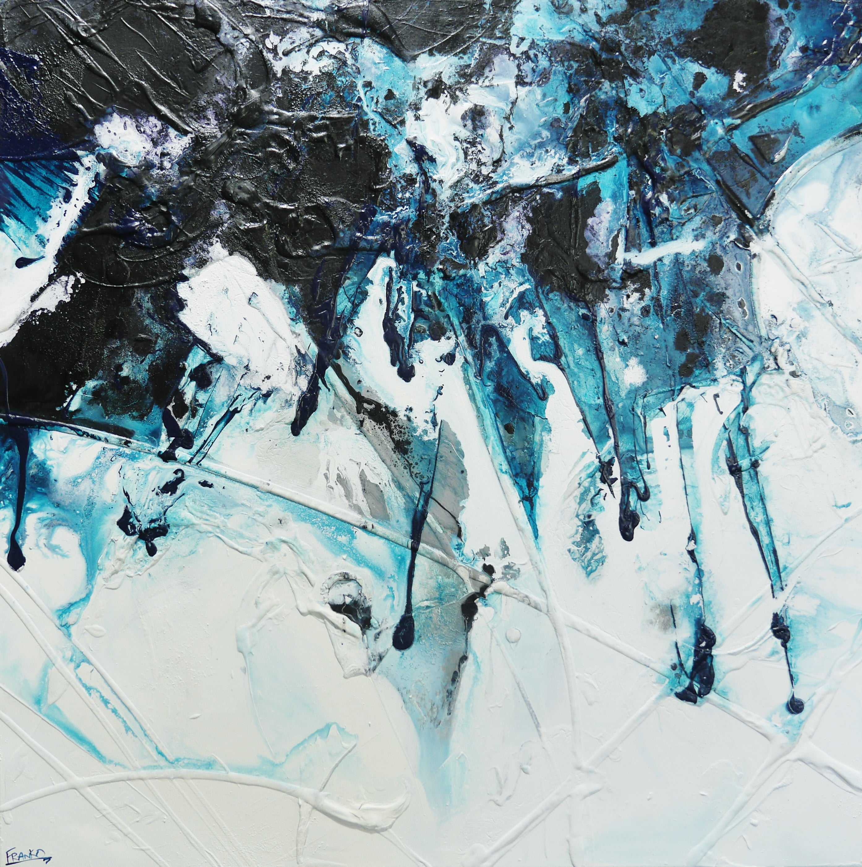 Southern Depths 150cm x 150cm Textured Abstract Painting-Abstract-[Franko_Artist]-[Australian_artist]-[Gold_Coast]-[Brisbane]-[modern]-[contemporary]-[original]-[Large_artwork]-Franklin Art Studio