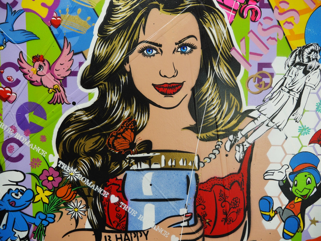 Hubba Bubba Babe 200cm x 80cm Textured Urban Pop Art Painting (SOLD)