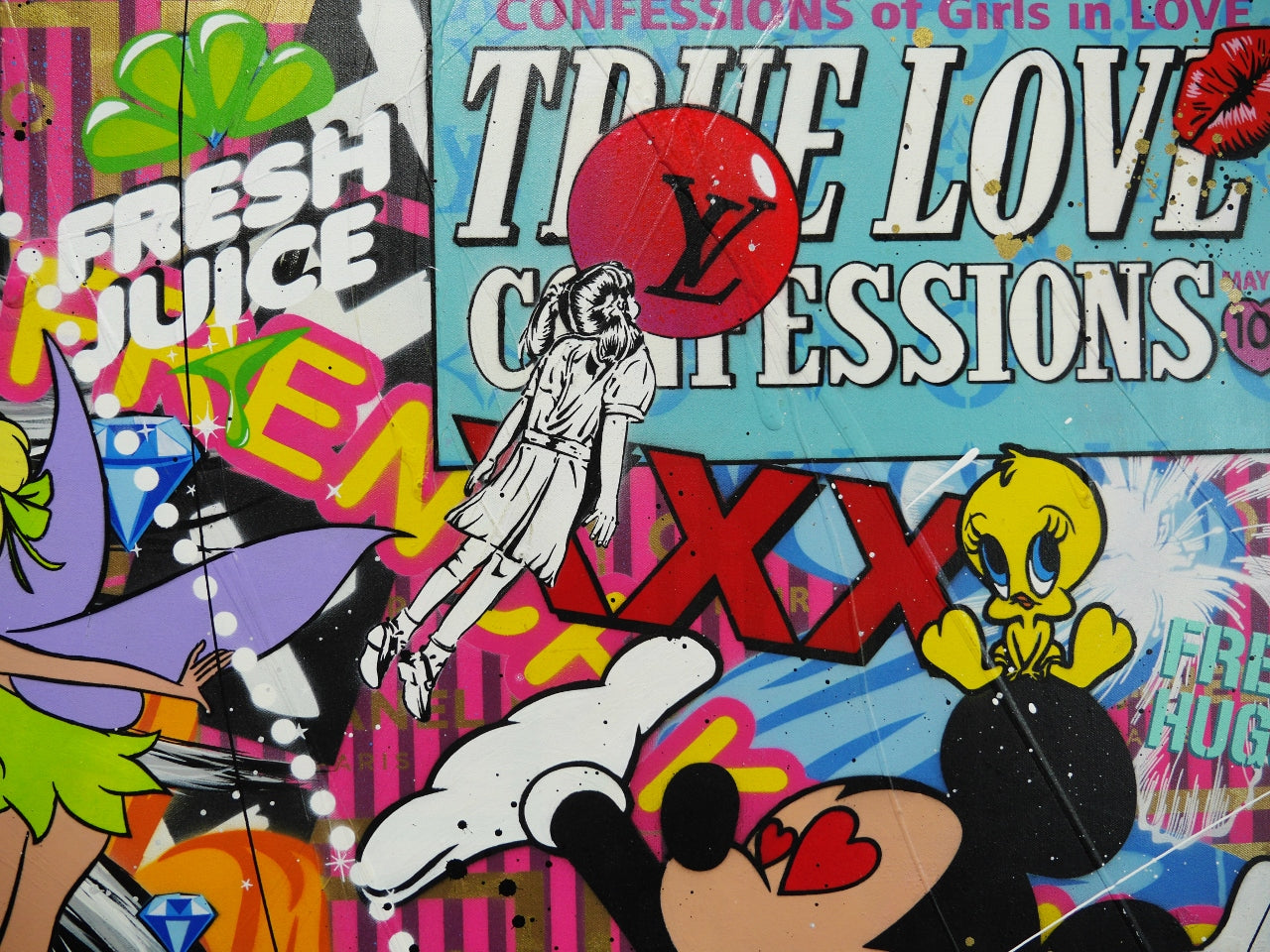 True Love Confessions 190cm x 100cm Textured Urban Pop Art Painting (SOLD)
