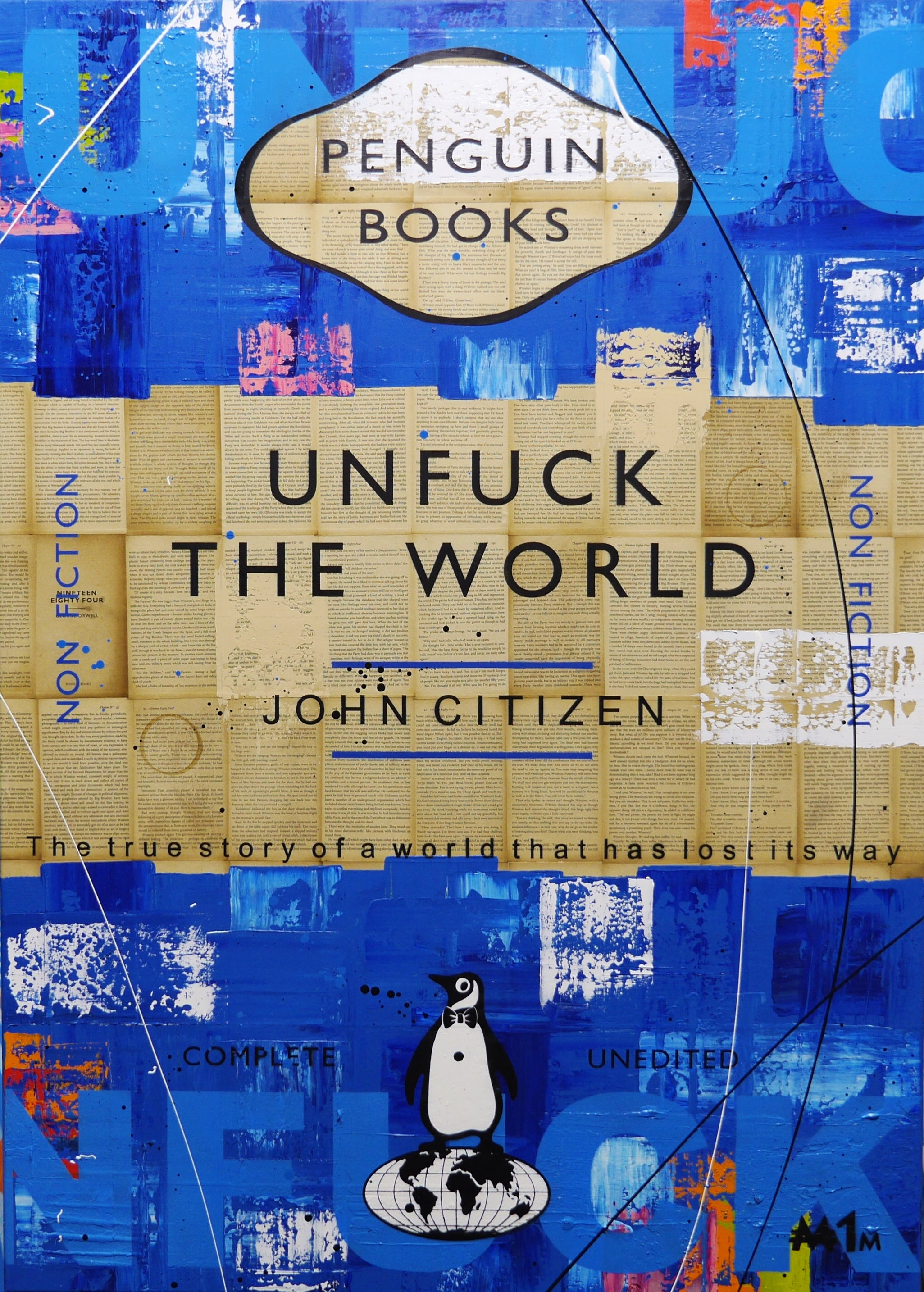Unf*#k everything ... gently 140cm x 100cm Urban Pop Book Club Painting-book club-[Franko_Artist]-[Australian_artist]-[Gold_Coast]-[Brisbane]-[modern]-[contemporary]-[original]-[Large_artwork]-Franklin Art Studio