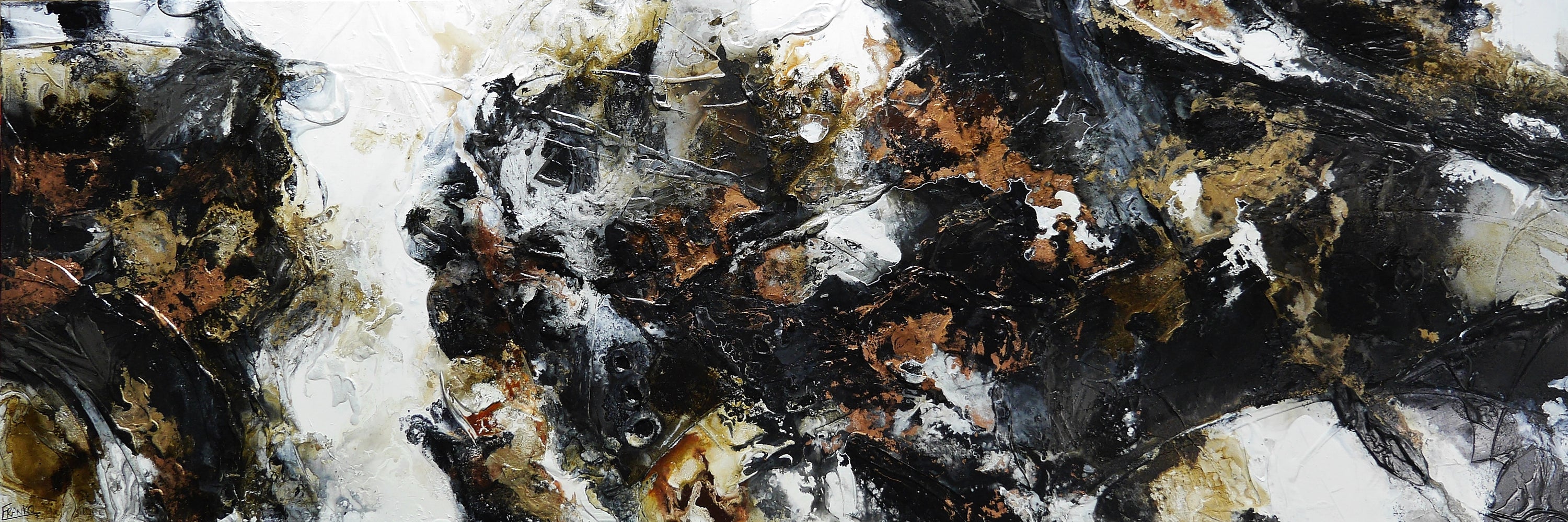 Black Theory 295cm x 100cm Black & Copper Textured Abstract Painting-Abstract-[Franko_Artist]-[Australian_artist]-[Gold_Coast]-[Brisbane]-[modern]-[contemporary]-[original]-[Large_artwork]-Franklin Art Studio