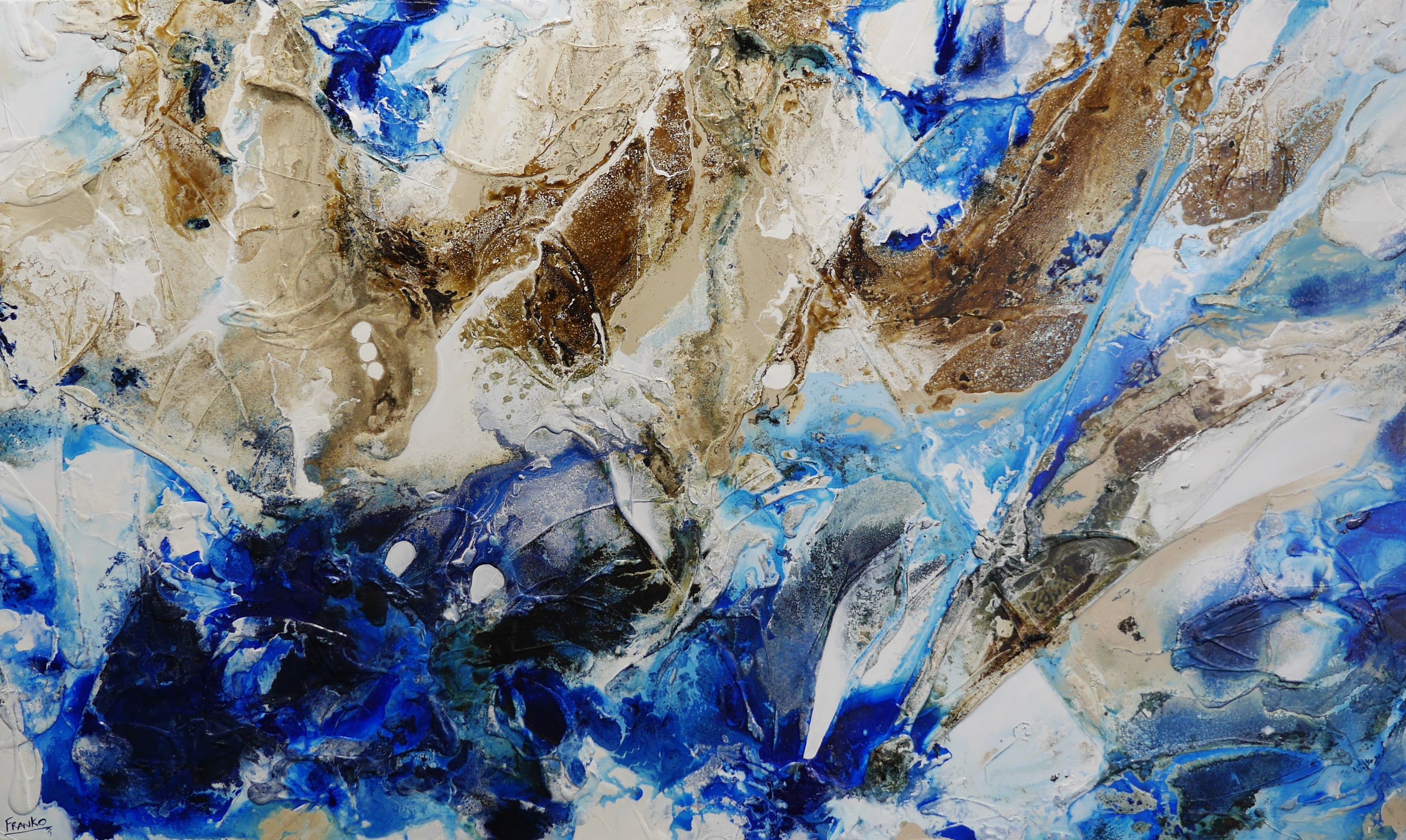 Pure Casbah 250cm x 150cm White Blue Honey Textured Abstract Painting (SOLD)-Abstract-[Franko_Artist]-[Australian_artist]-[Gold_Coast]-[Brisbane]-[modern]-[contemporary]-[original]-[Large_artwork]-Franklin Art Studio
