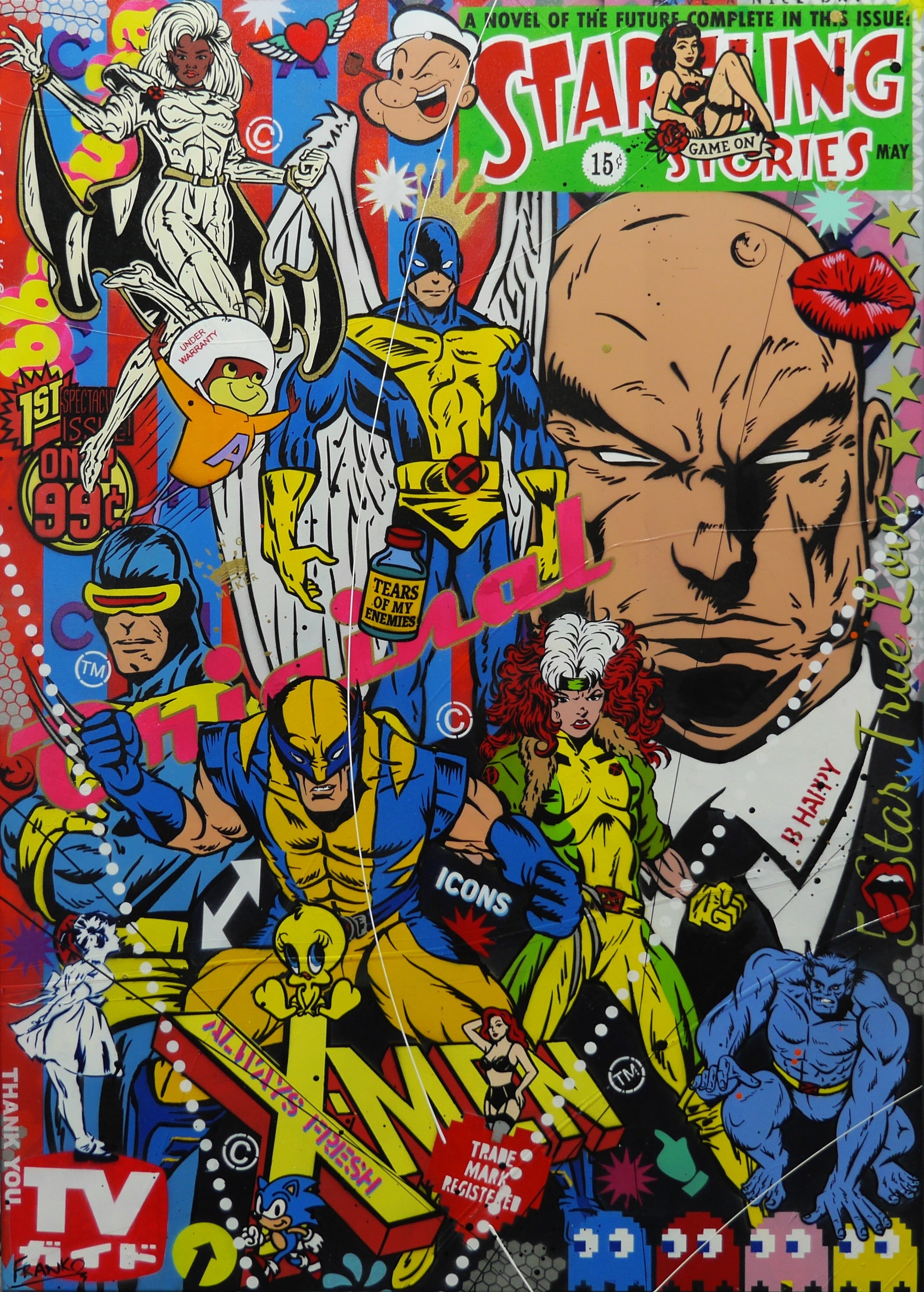 The Heat 100cm x 140cm Heroes Textured Urban Pop Art Painting-Urban Pop Art-[Franko_Artist]-[Australian_artist]-[Gold_Coast]-[Brisbane]-[modern]-[contemporary]-[original]-[Large_artwork]-Franklin Art Studio