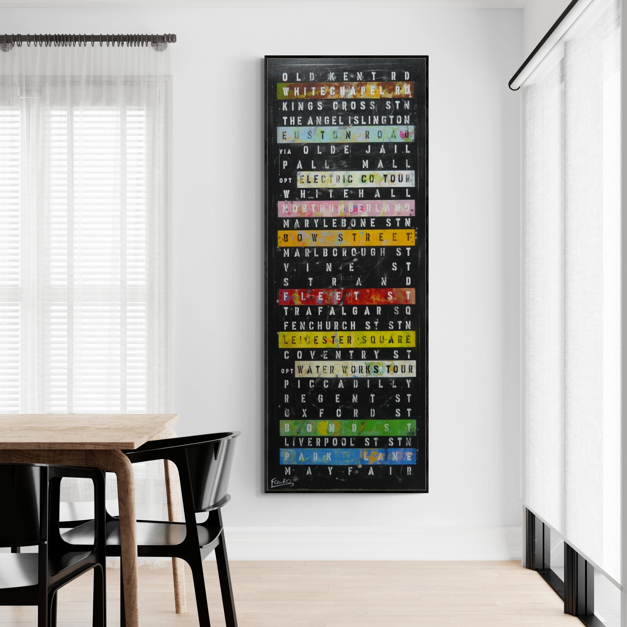 Bow St Heat 160cm x 60cm Monopoly Urban Pop Art Painting-Urban Pop Art-[Franko_Artist]-[Australian_artist]-[Gold_Coast]-[Brisbane]-[modern]-[contemporary]-[original]-[Large_artwork]-[The_Block]-[Dream_Homes]-[ideas]-[Grand_Designs]-[Art_Lover]-Franklin Art Studio