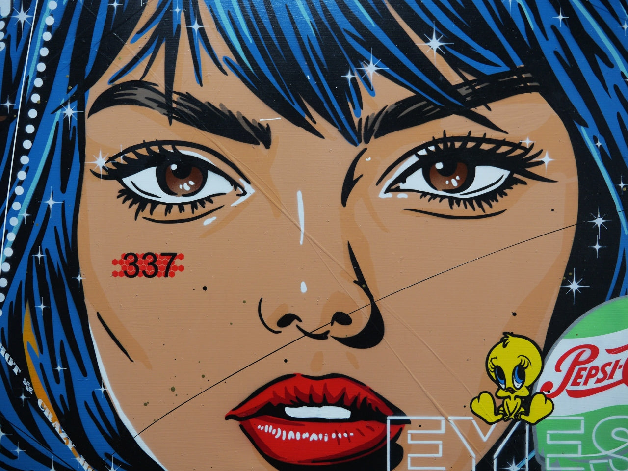 All Eyes On Me 200cm x 80cm Textured Urban Pop Art Painting (SOLD)