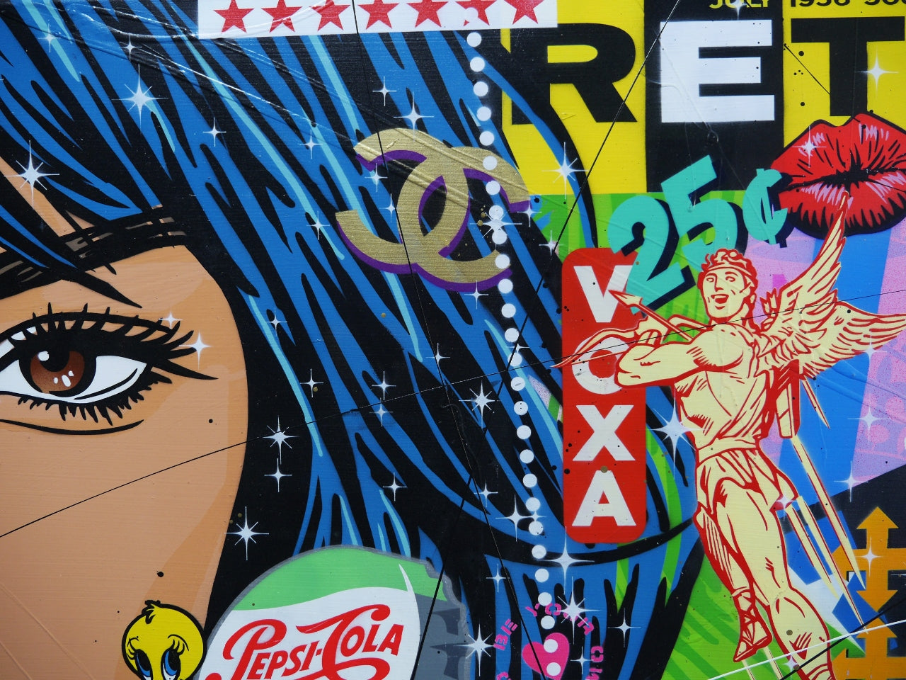 All Eyes On Me 200cm x 80cm Textured Urban Pop Art Painting (SOLD)