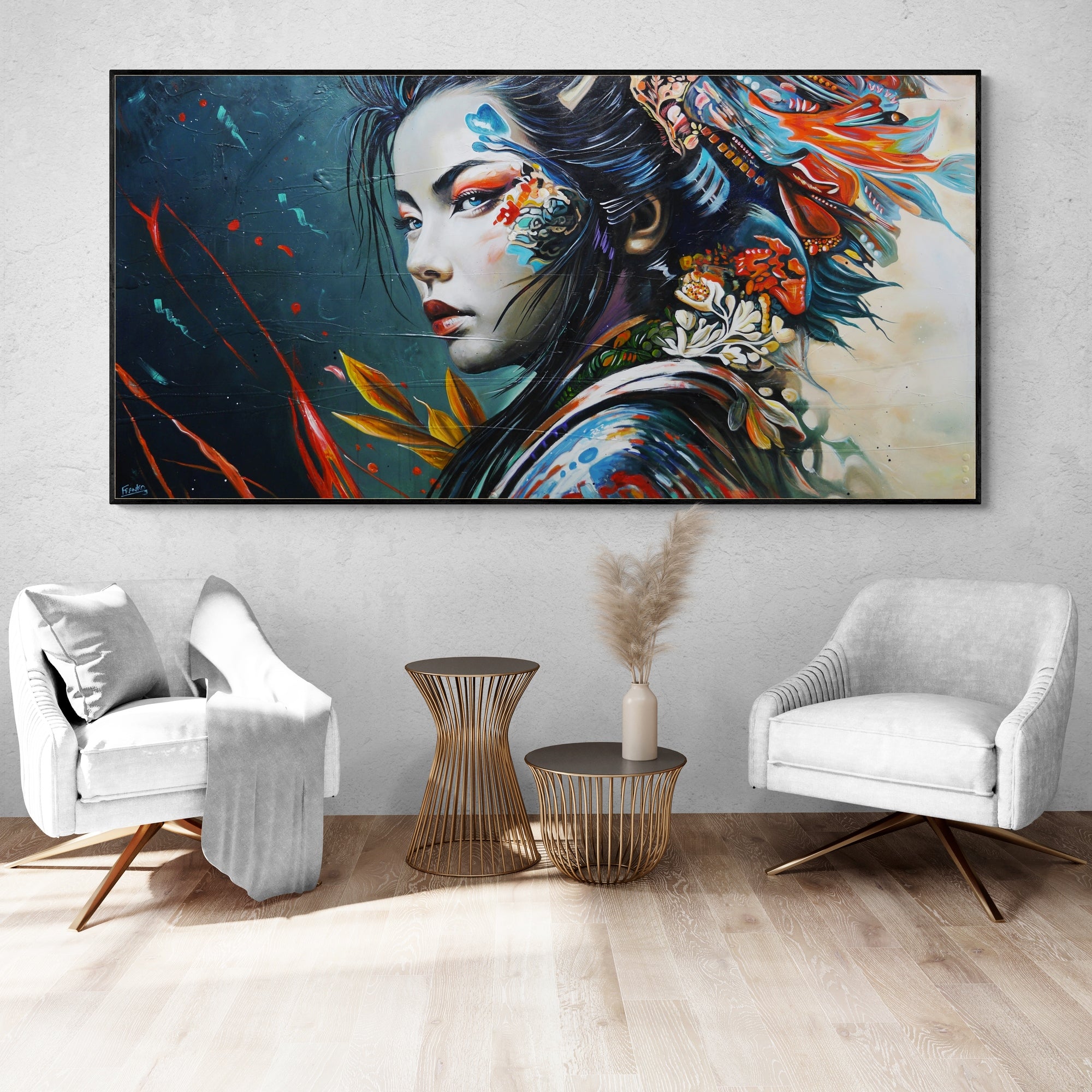 Isamu 240cm x 120cm Framed Abstract Realism Textured Painting-people-[Franko_Artist]-[Australian_artist]-[Gold_Coast]-[Brisbane]-[modern]-[contemporary]-[original]-[Large_artwork]-[The_Block]-[Dream_Homes]-[ideas]-[Grand_Designs]-[Art_Lover]-Franklin Art Studio