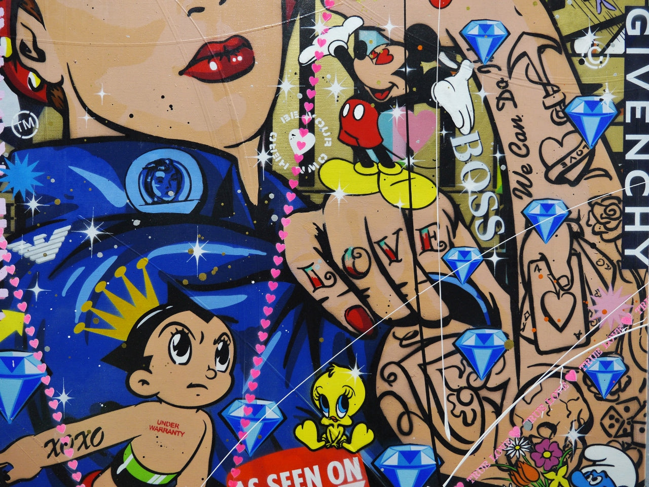 Dolly Rosie 140cm x 100cm Textured Urban Pop Art Painting (SOLD)