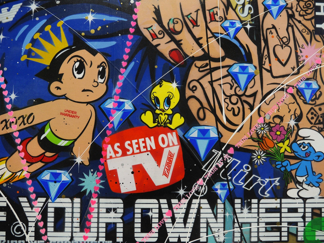 Dolly Rosie 140cm x 100cm Textured Urban Pop Art Painting (SOLD)
