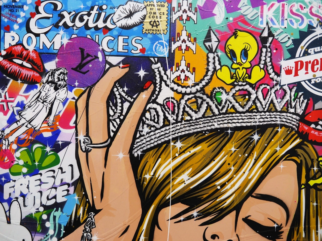 Beauty Queen 140cm x 100cm Textured Urban Pop Art Painting (SOLD)