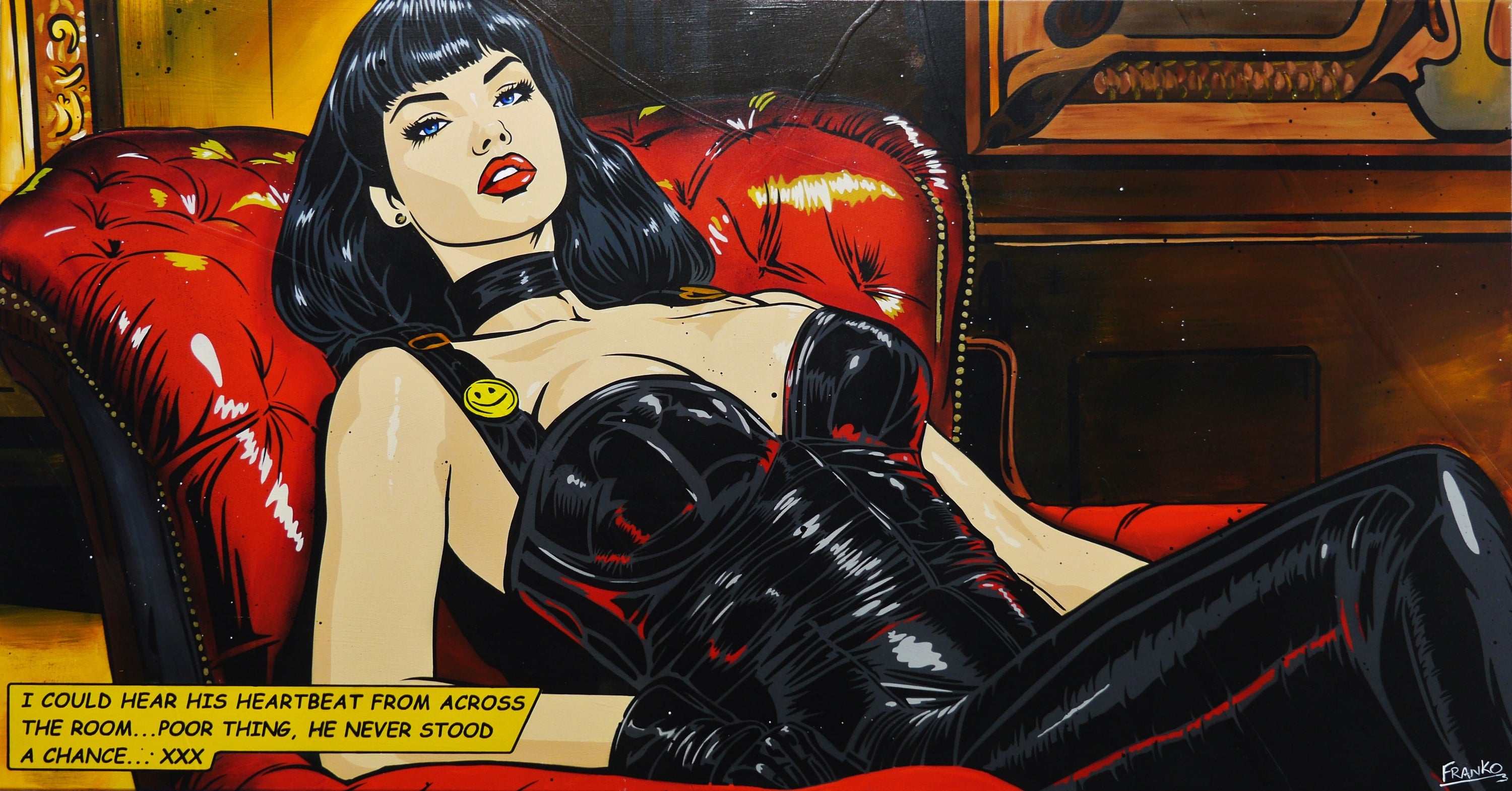 Never Stood a Chance 190cm x 100cm Sexy Classic Pop Art Painting-Urban Pop Art-[Franko_Artist]-[Australian_artist]-[Gold_Coast]-[Brisbane]-[modern]-[contemporary]-[original]-[Large_artwork]-Franklin Art Studio