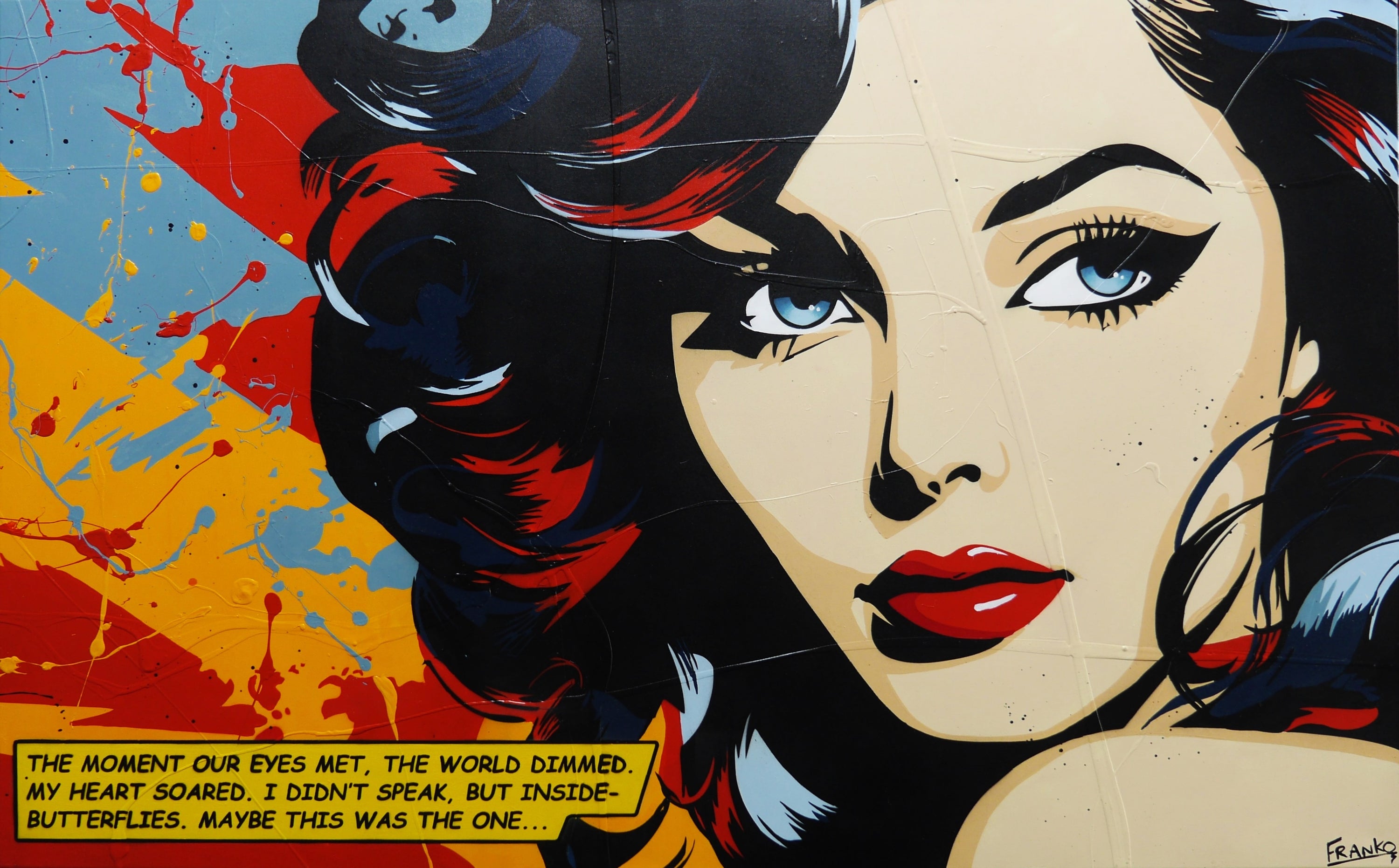The World Dimmed 160cm x 100cm Romantic Classic Pop Art Painting (SOLD SHANE)-Urban Pop Art-[Franko_Artist]-[Australian_artist]-[Gold_Coast]-[Brisbane]-[modern]-[contemporary]-[original]-[Large_artwork]-Franklin Art Studio