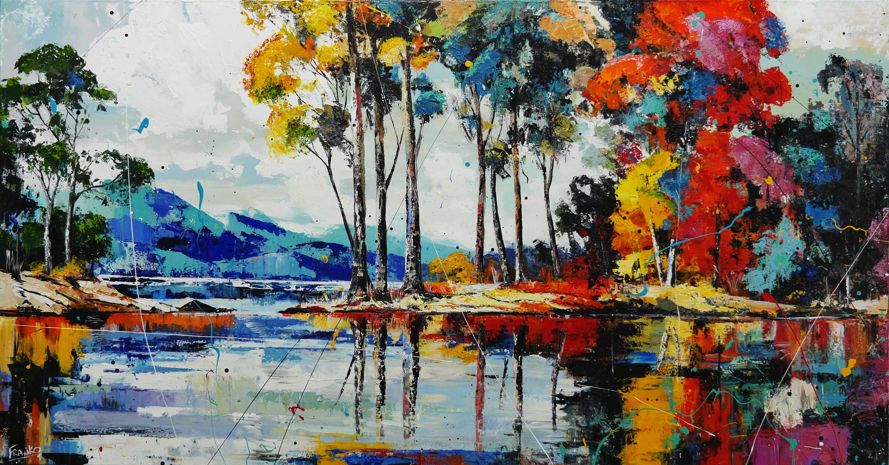 A Quiet Reach 190cm x 100cm FRAMED Landscape Textured Abstract Realism Painting (SOLD)-abstract realism-[Franko_Artist]-[Australian_artist]-[Gold_Coast]-[Brisbane]-[modern]-[contemporary]-[original]-[Large_artwork]-Franklin Art Studio