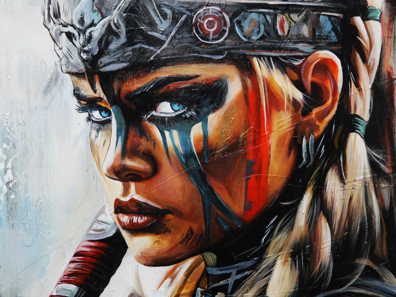 Valkyrie 190cm x 100cm FRAMED Abstract Realism Textured Painting