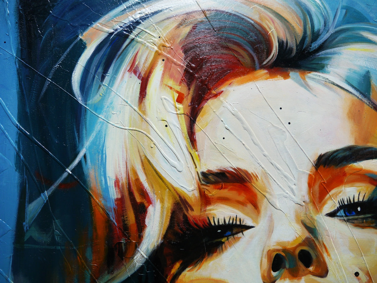Evocative 140cm x 180cm Framed Marilyn Monroe Abstract Realism Textured Painting (SOLD)