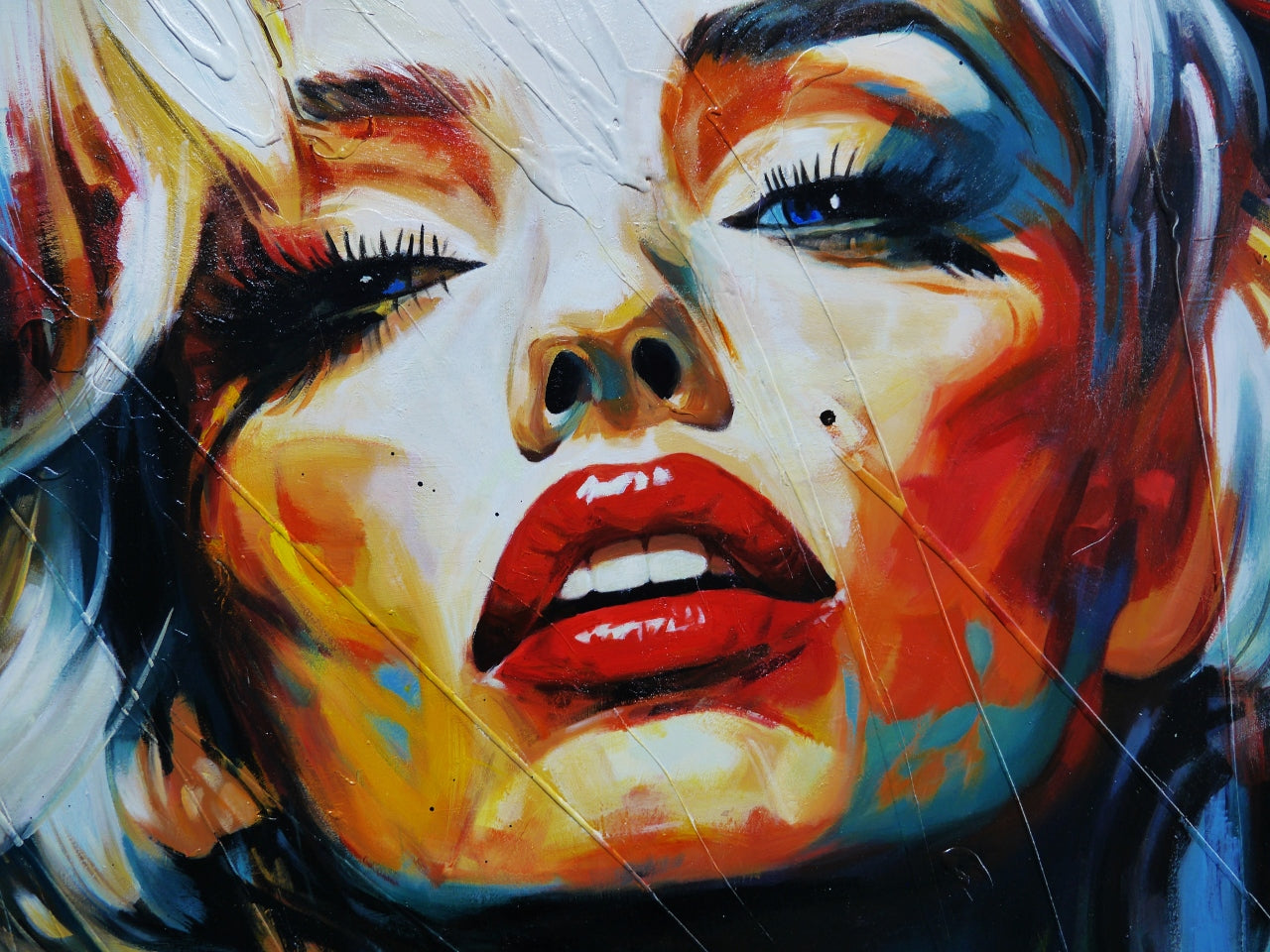 Evocative 140cm x 180cm Framed Marilyn Monroe Abstract Realism Textured Painting (SOLD)