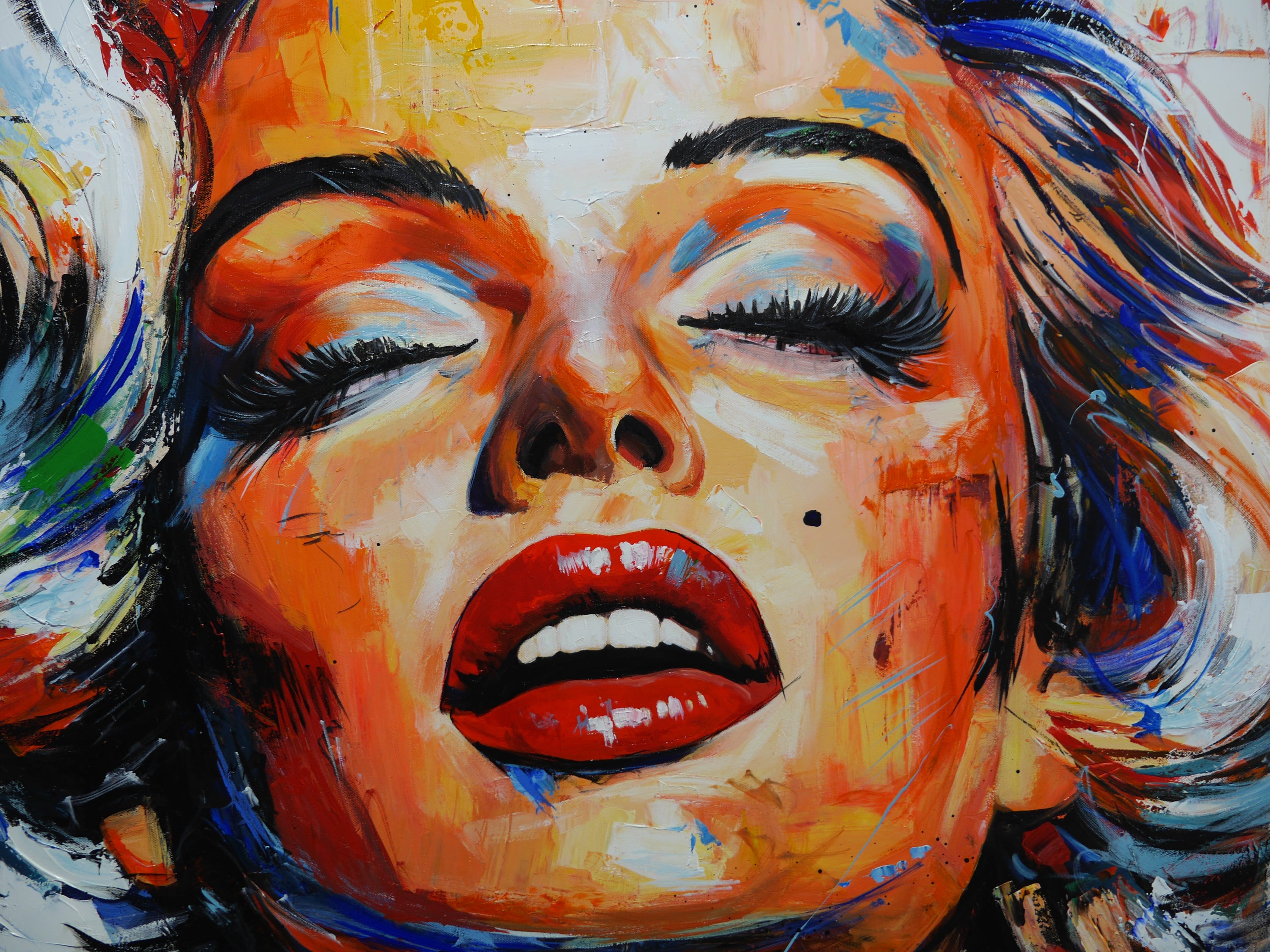 Golden Siren 140cm x 180cm FRAMED Marilyn Munroe Abstract Realism Textured Painting (SOLD)
