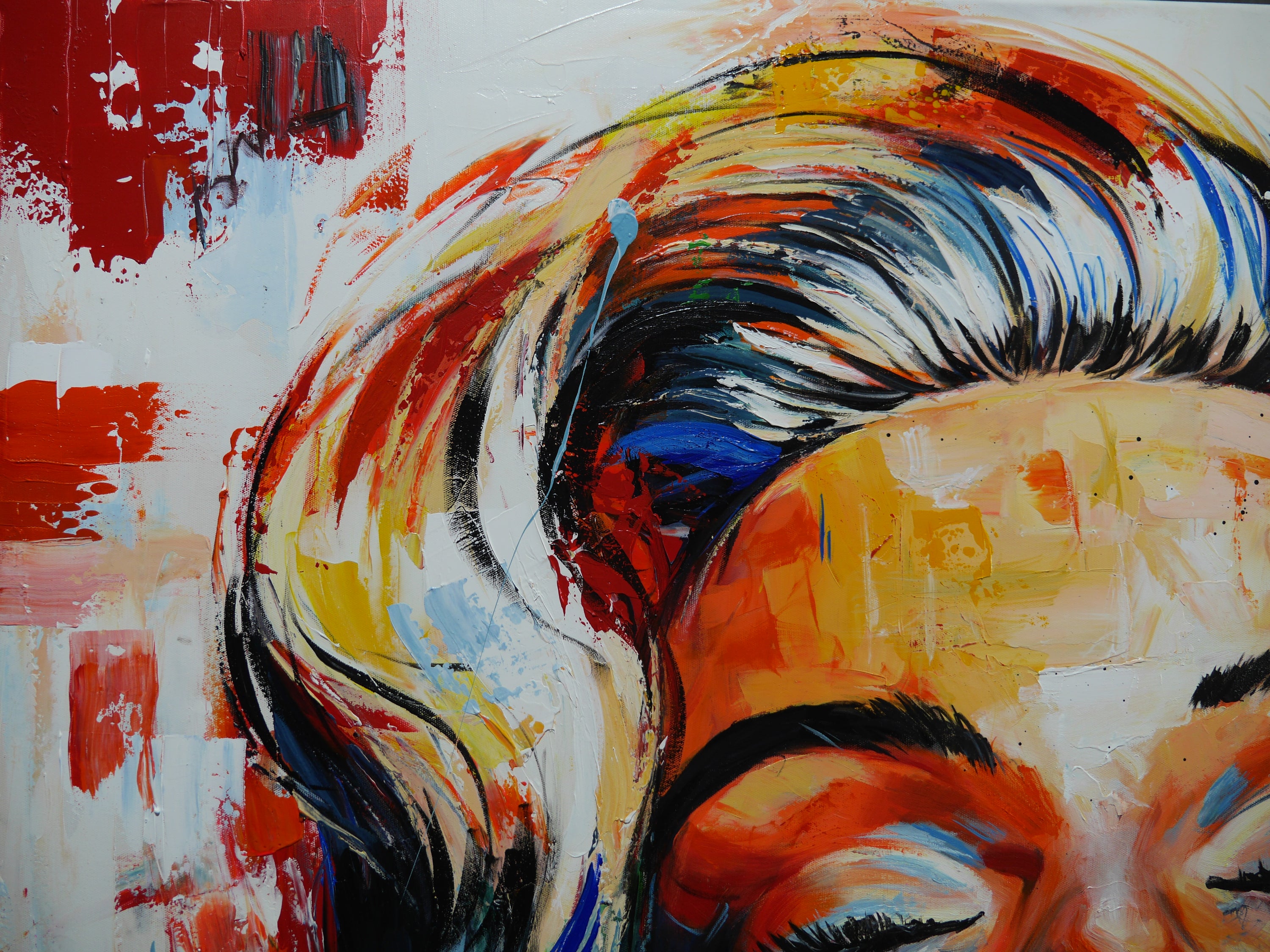 Golden Siren 140cm x 180cm FRAMED Marilyn Munroe Abstract Realism Textured Painting (SOLD)