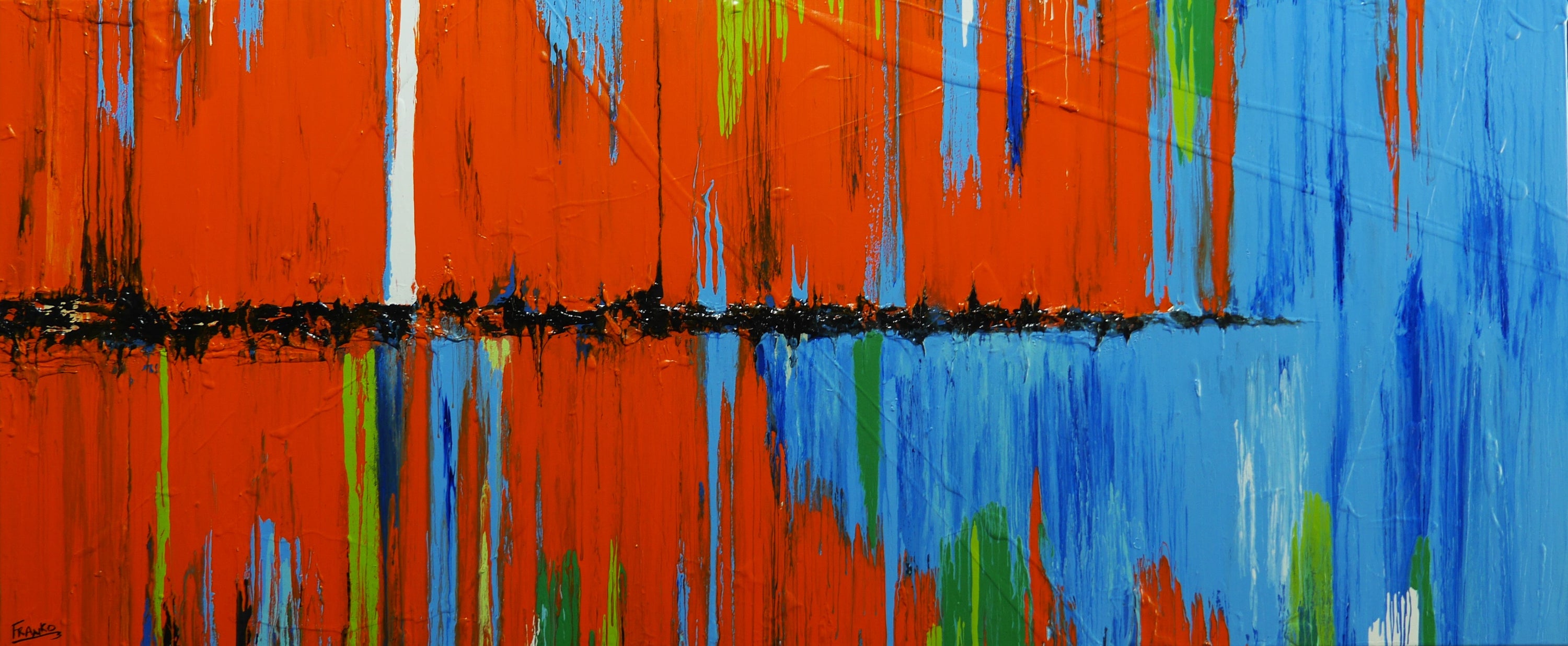 Blue Boulevard 240cm x 100cm Textured Abstract Painting-Abstract-[Franko_Artist]-[Australian_artist]-[Gold_Coast]-[Brisbane]-[modern]-[contemporary]-[original]-[Large_artwork]-Franklin Art Studio