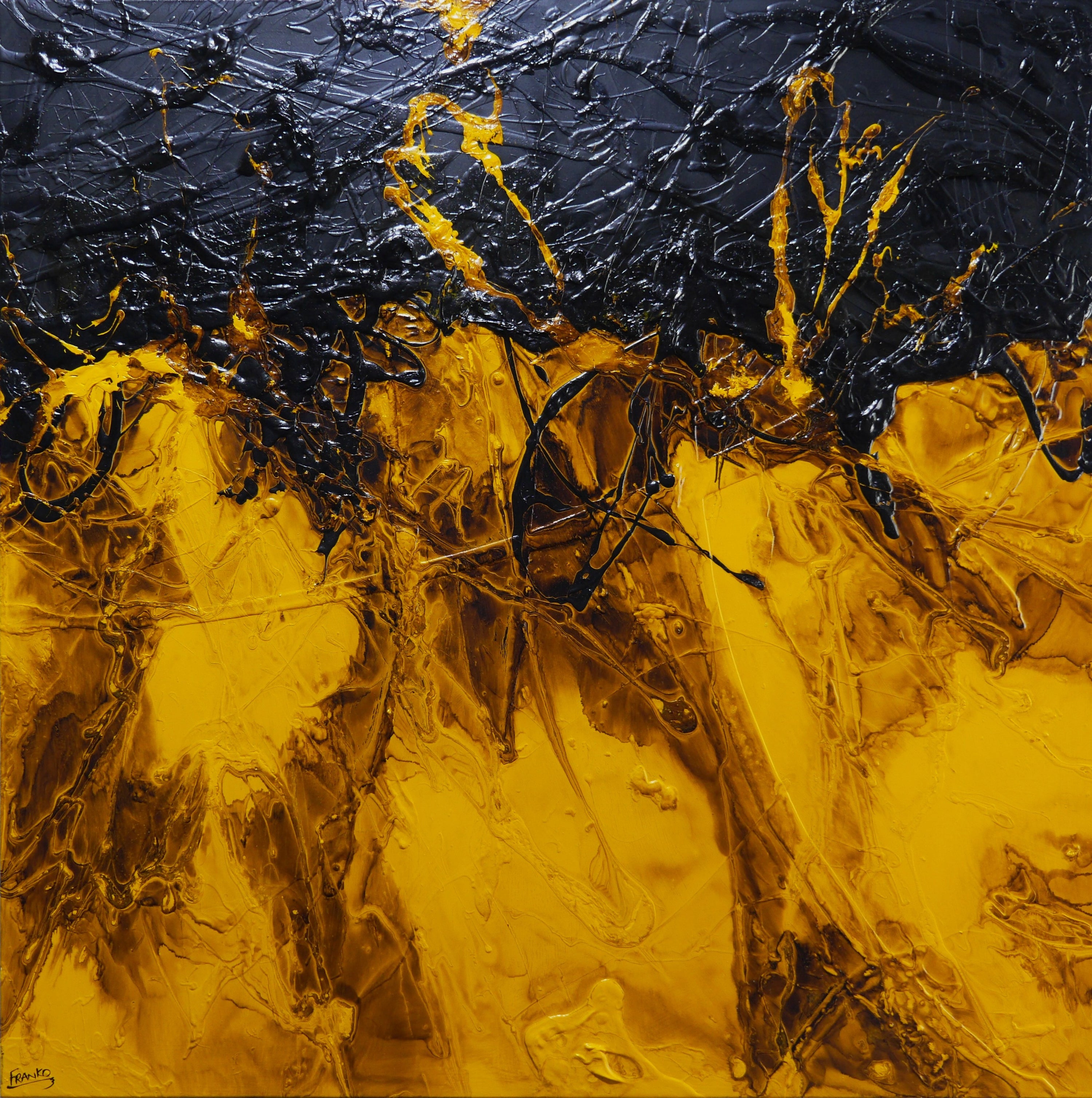 Blazing 180cm x 180cm Textured Abstract Painting-Abstract-[Franko_Artist]-[Australian_artist]-[Gold_Coast]-[Brisbane]-[modern]-[contemporary]-[original]-[Large_artwork]-Franklin Art Studio