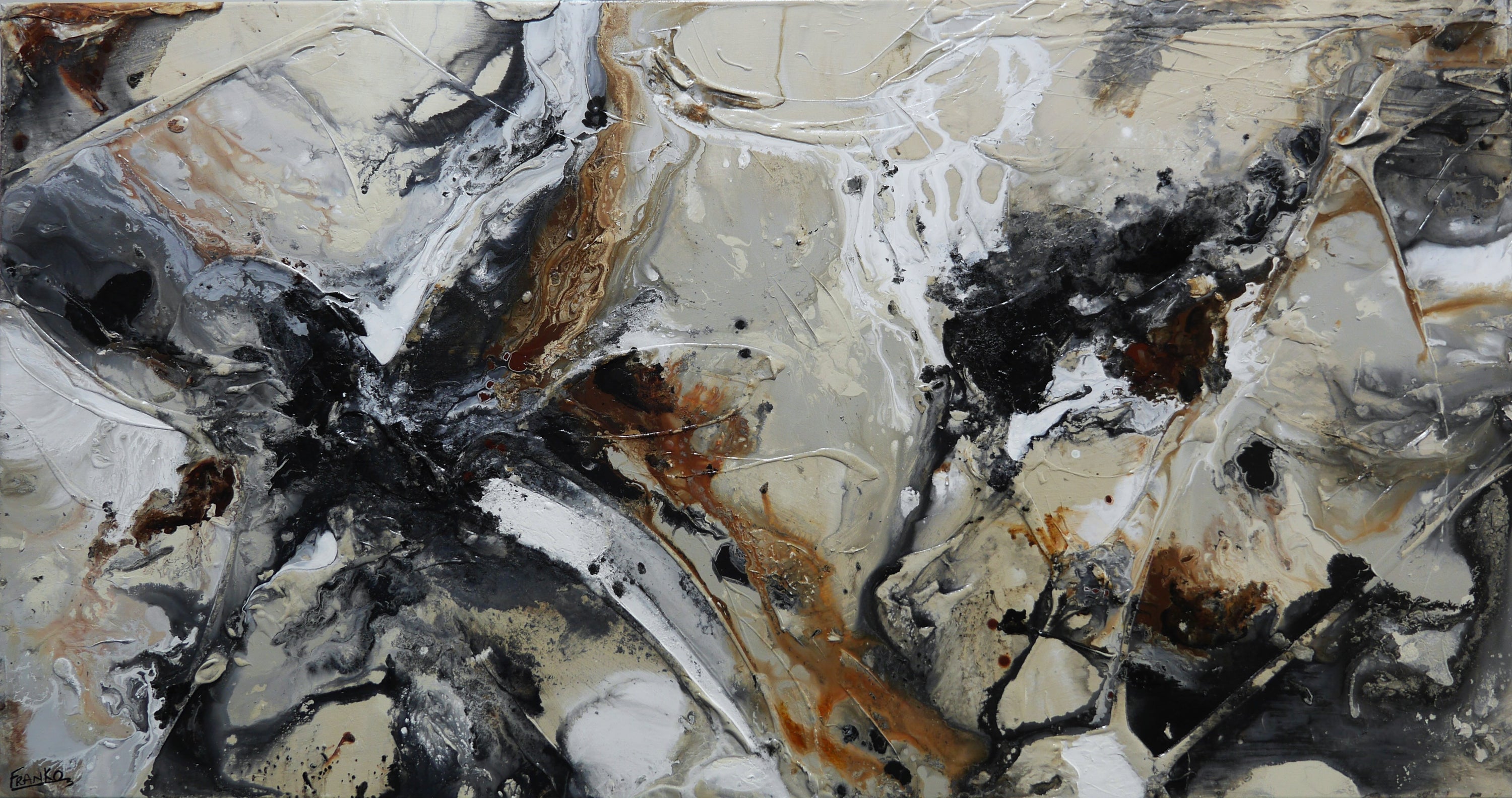 Ravishing Almonds 190cm x 100cm Textured Abstract Painting-Abstract-[Franko_Artist]-[Australian_artist]-[Gold_Coast]-[Brisbane]-[modern]-[contemporary]-[original]-[Large_artwork]-Franklin Art Studio