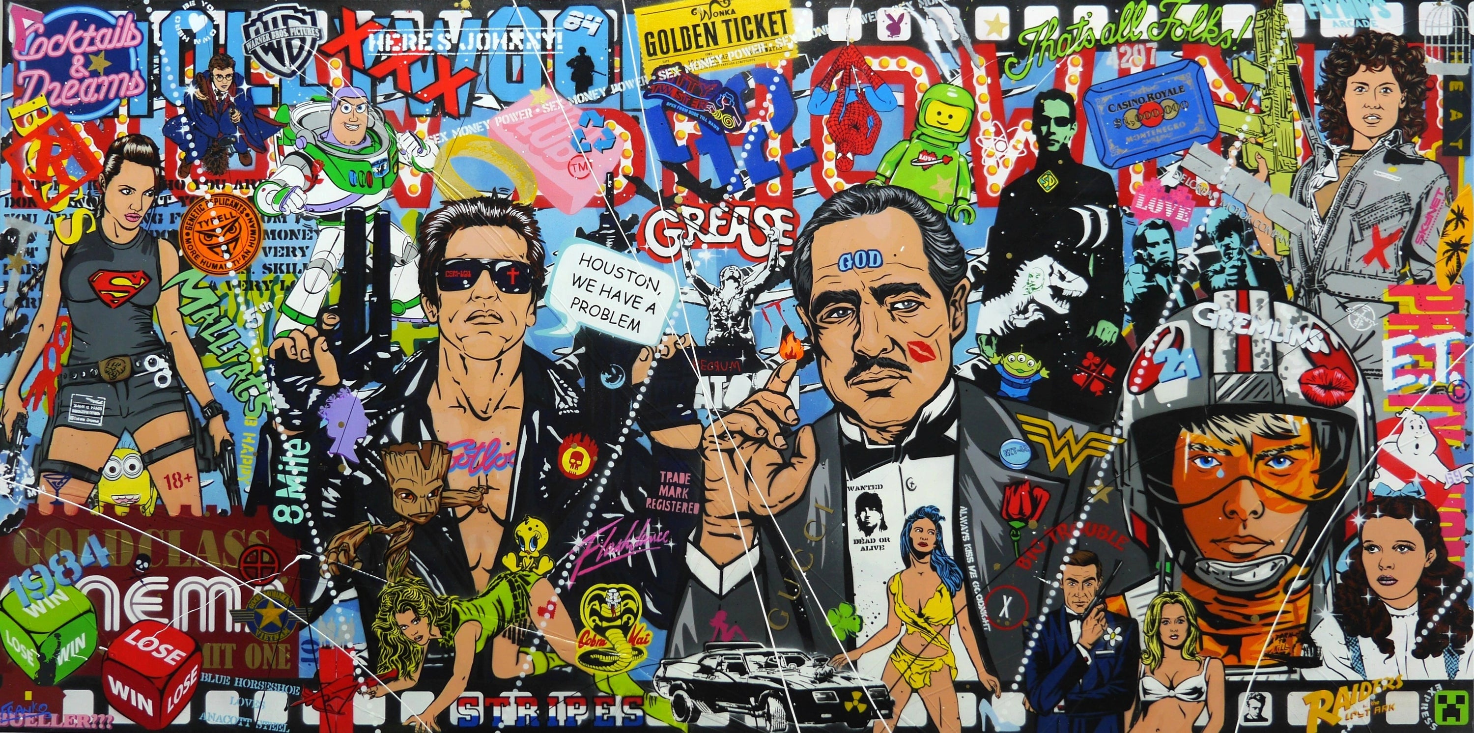 The Golden Ticket 240cm x 120cm Textured Urban Pop Art Painting (SOLD)