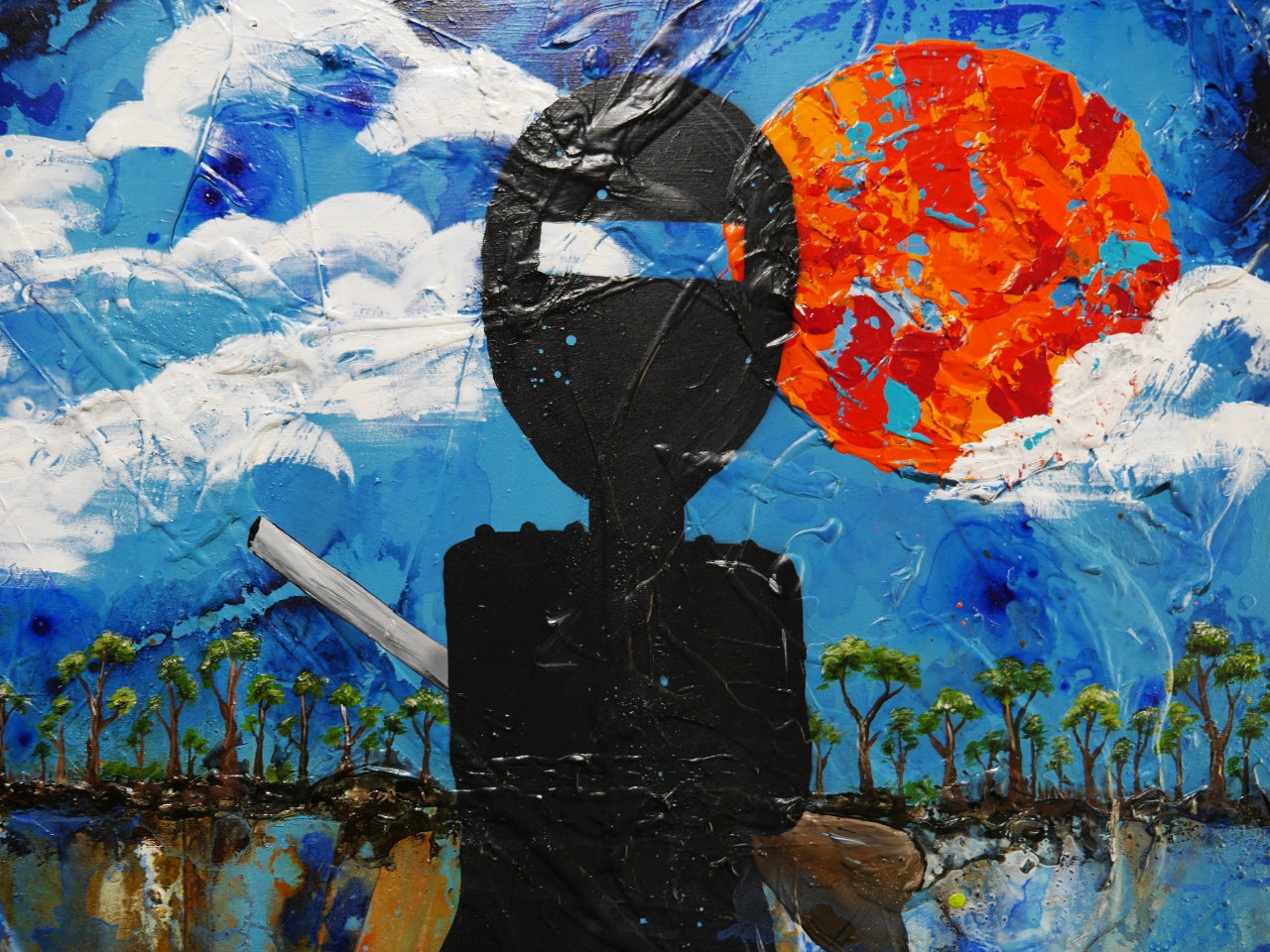Kelly Bros 200cm x 120cm Ned Kelly Abstract Realism Textured Painting (SOLD)