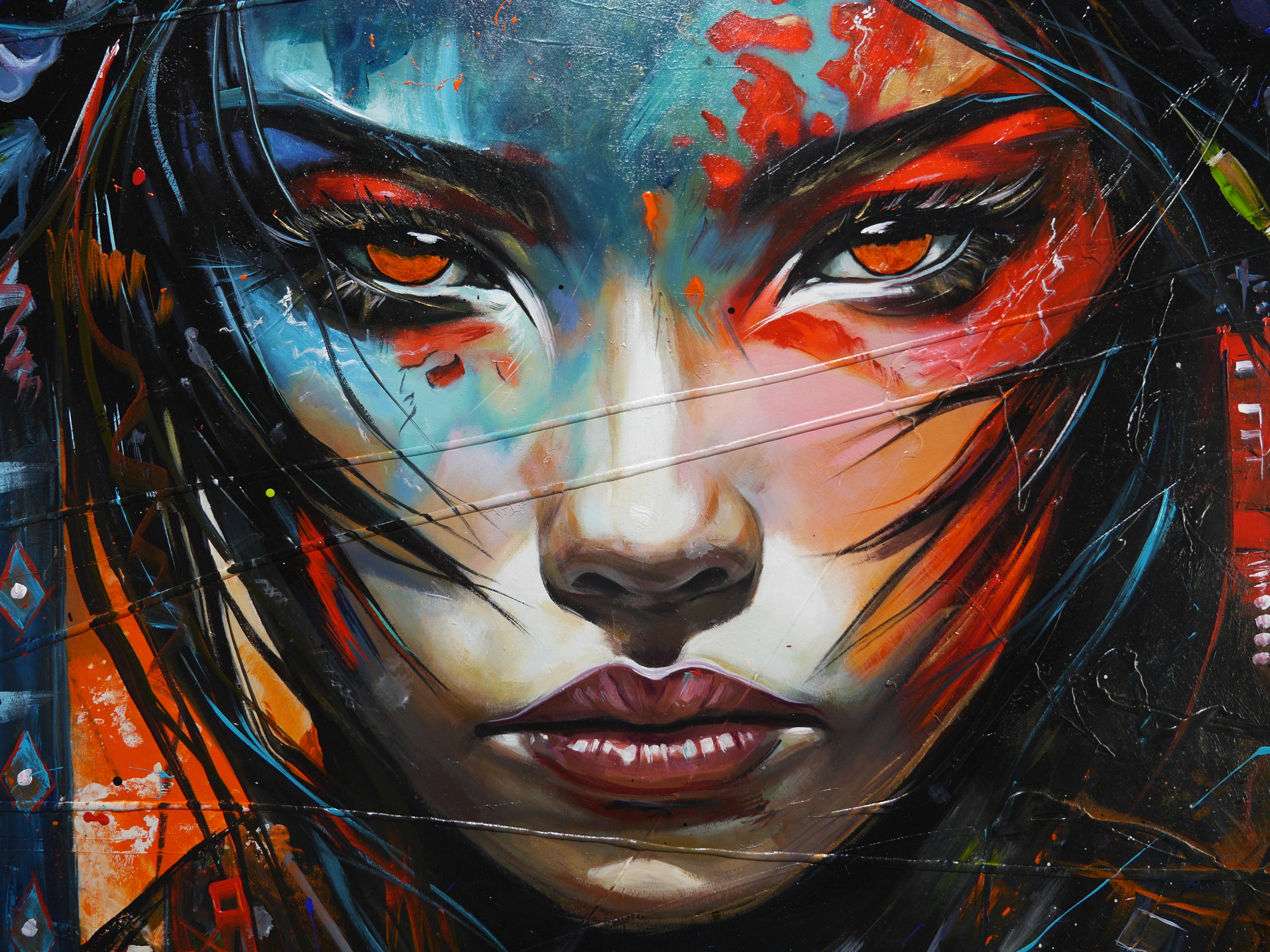 Chikara 200cm x 120cm FRAMED Geisha Abstract Realism Textured Painting (SOLD DAVID)
