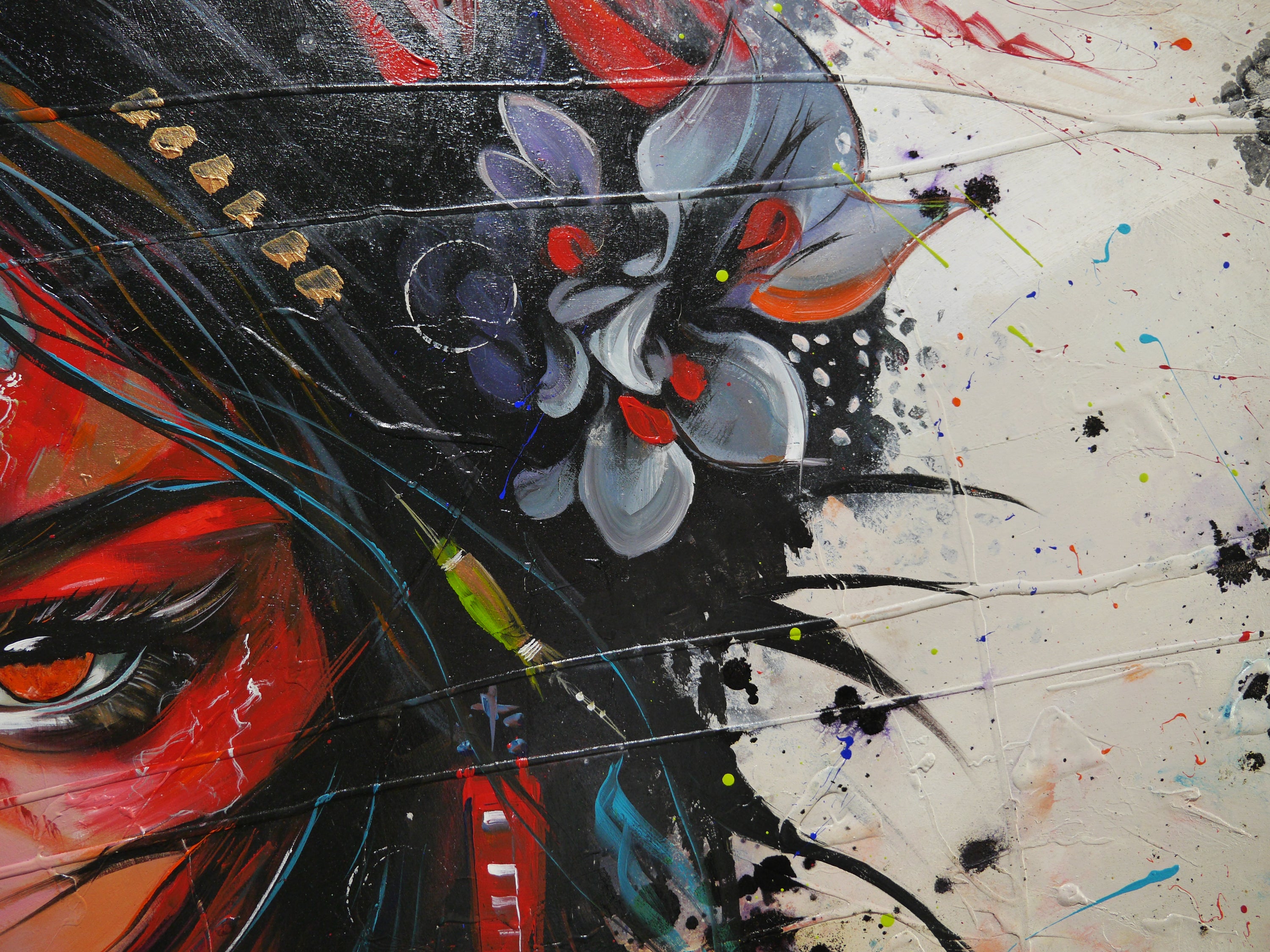 Chikara 200cm x 120cm FRAMED Geisha Abstract Realism Textured Painting (SOLD DAVID)