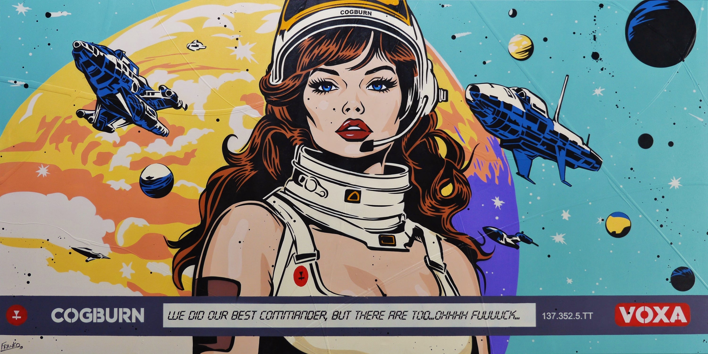 Ohhh Fuck... 240cm x 120cm Space Classic Pop Art Painting-Urban Pop Art-[Franko_Artist]-[Australian_artist]-[Gold_Coast]-[Brisbane]-[modern]-[contemporary]-[original]-[Large_artwork]-Franklin Art Studio