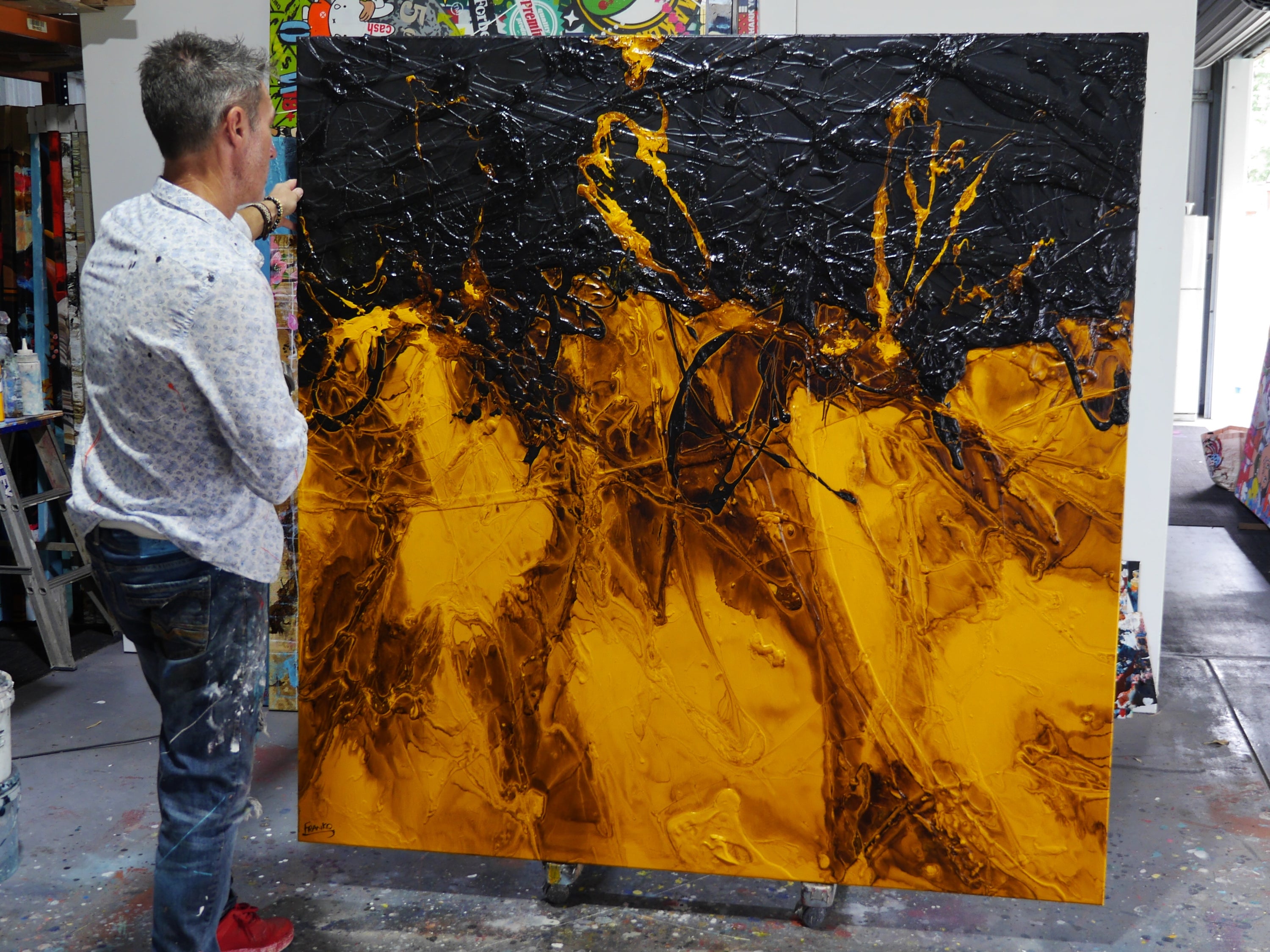 Blazing 180cm x 180cm Textured Abstract Painting