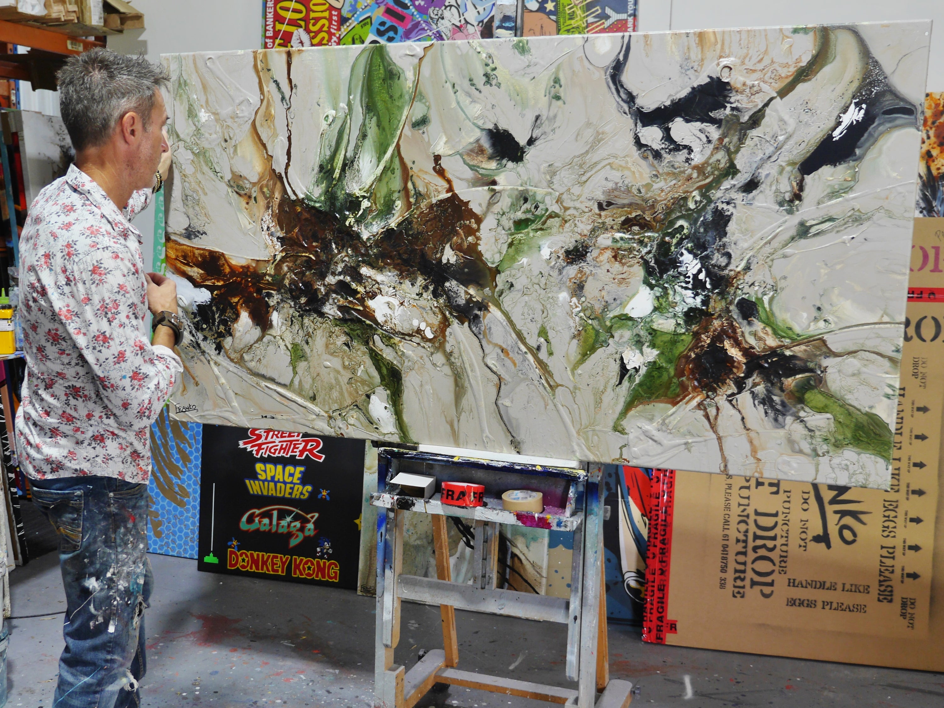 Olives and Coconuts 190cm x 100cm Textured Abstract Painting (SOLD)