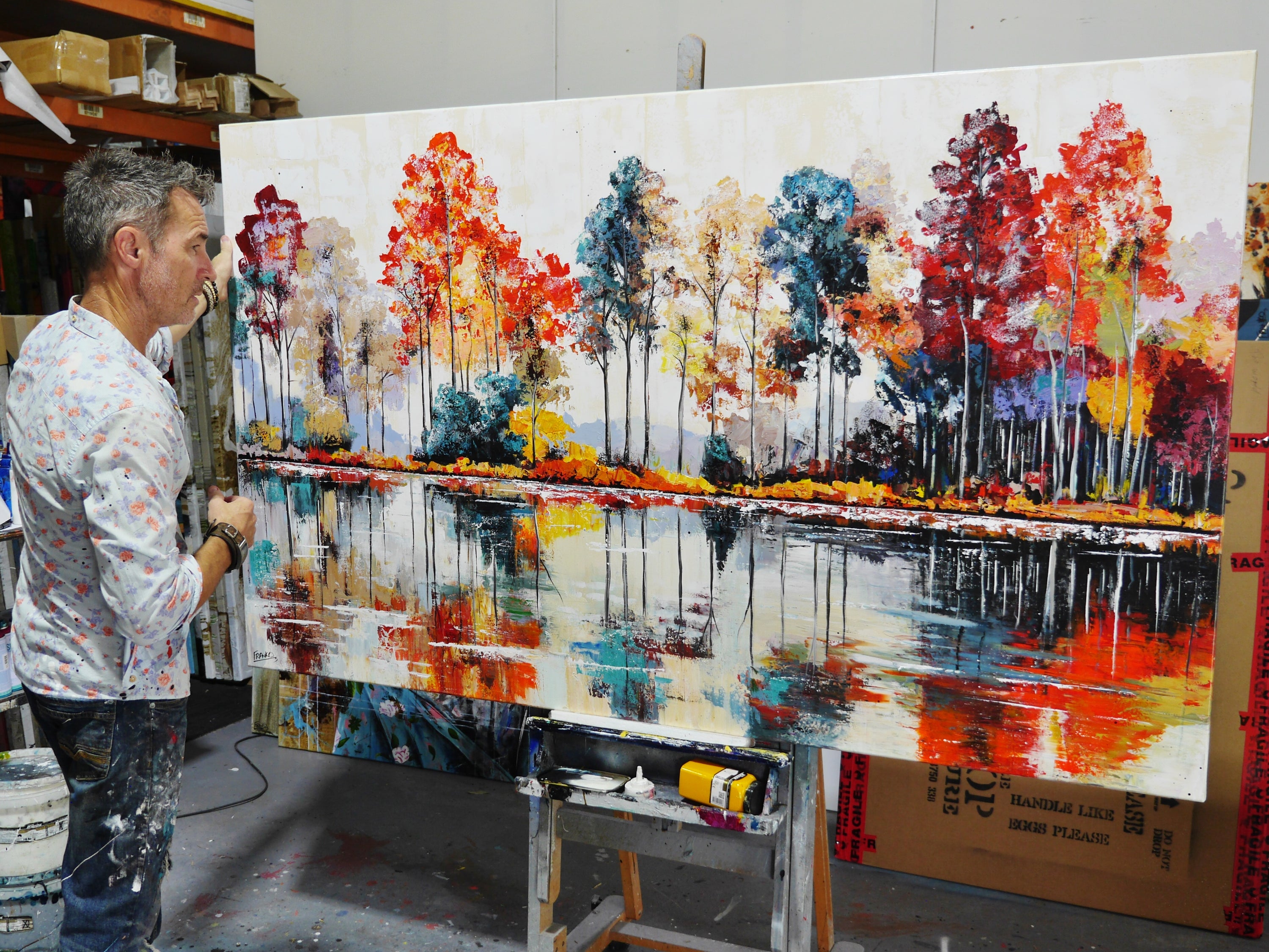 Autumn Light 200cm x 120cm Framed Landscape Textured Abstract Realism Painting (SOLD)