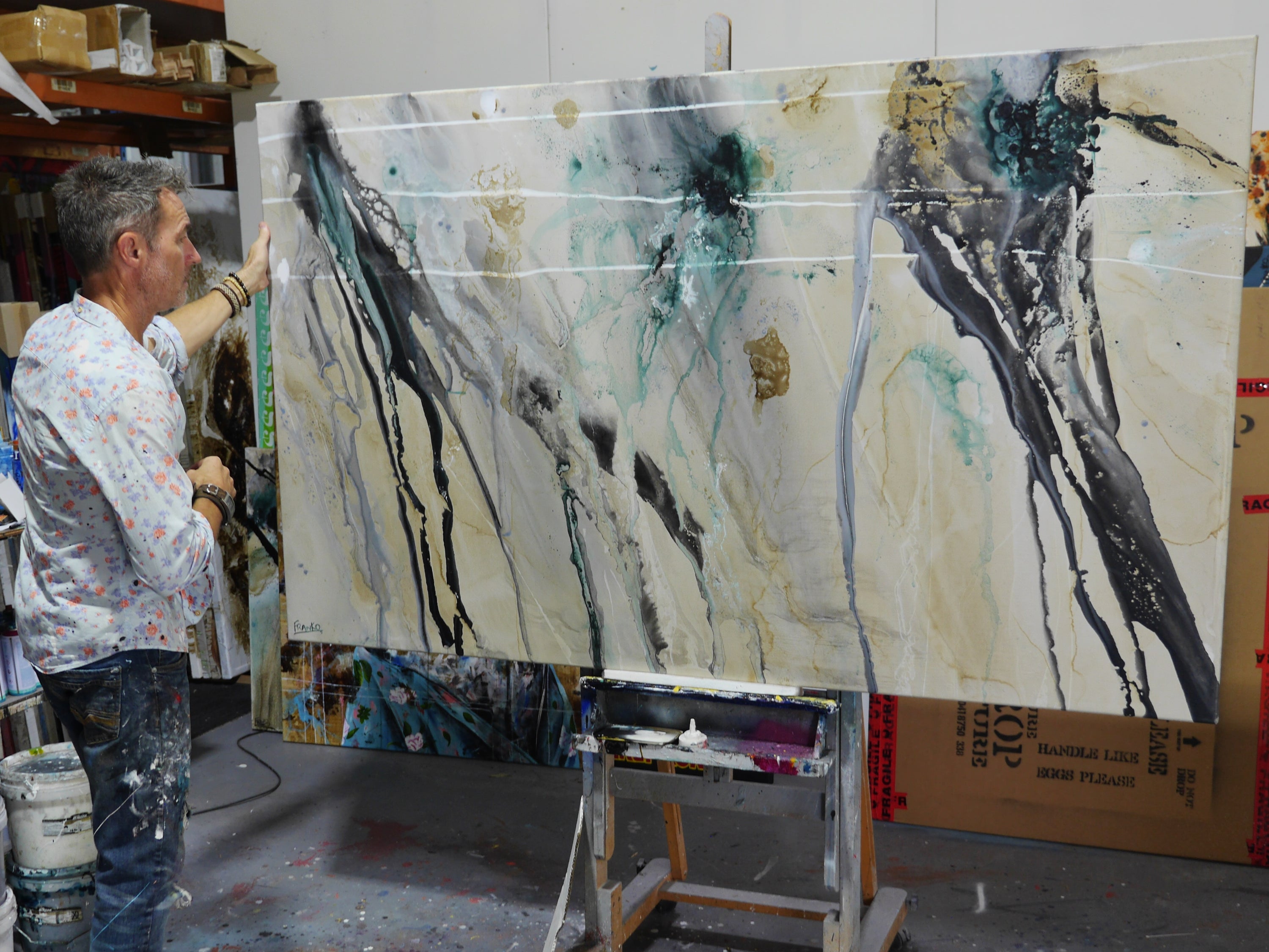 Refined 57 200cm x 120cm Blended Ink Abstract Painting