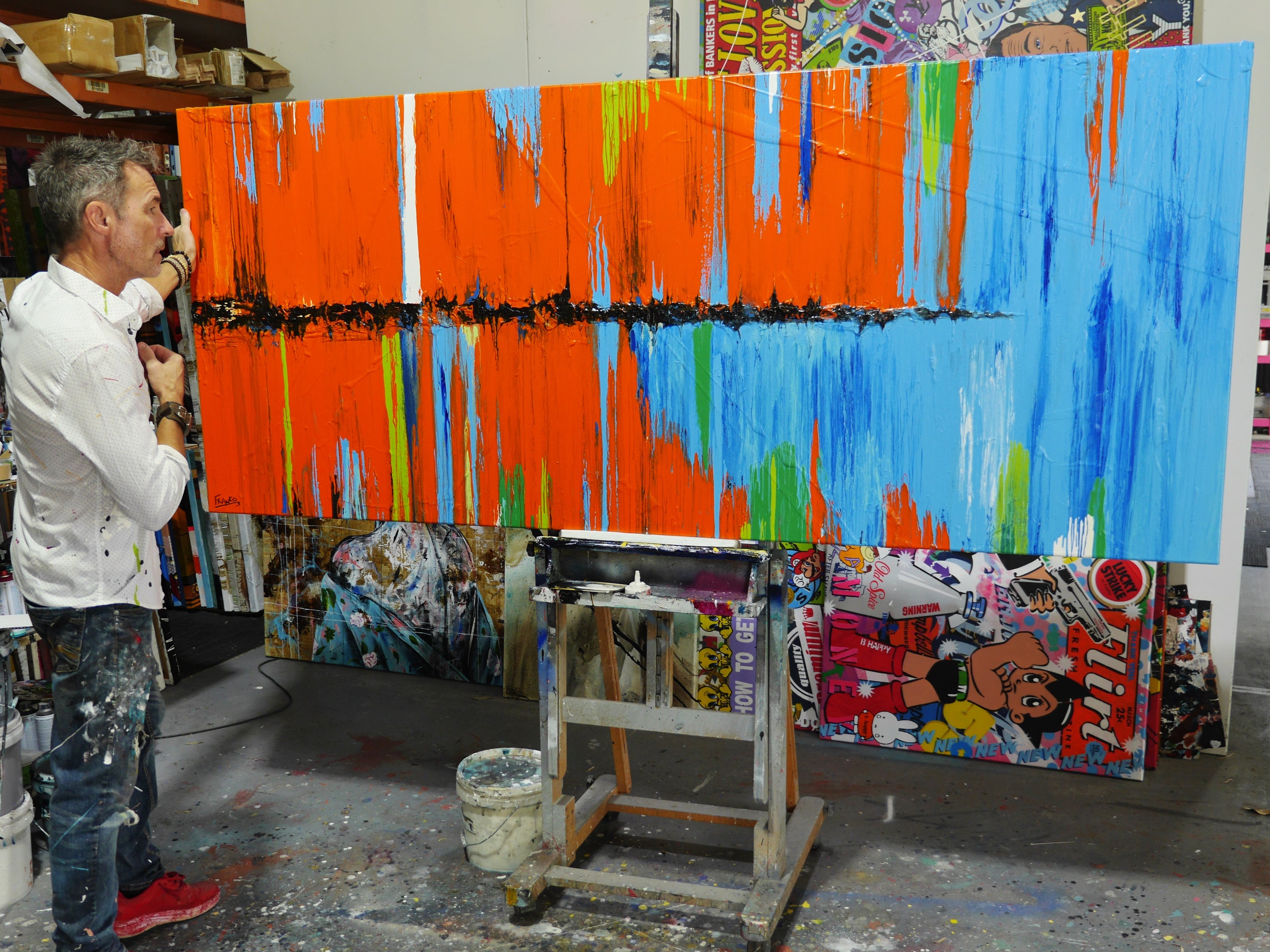 Blue Boulevard 240cm x 100cm Textured Abstract Painting (SOLD)