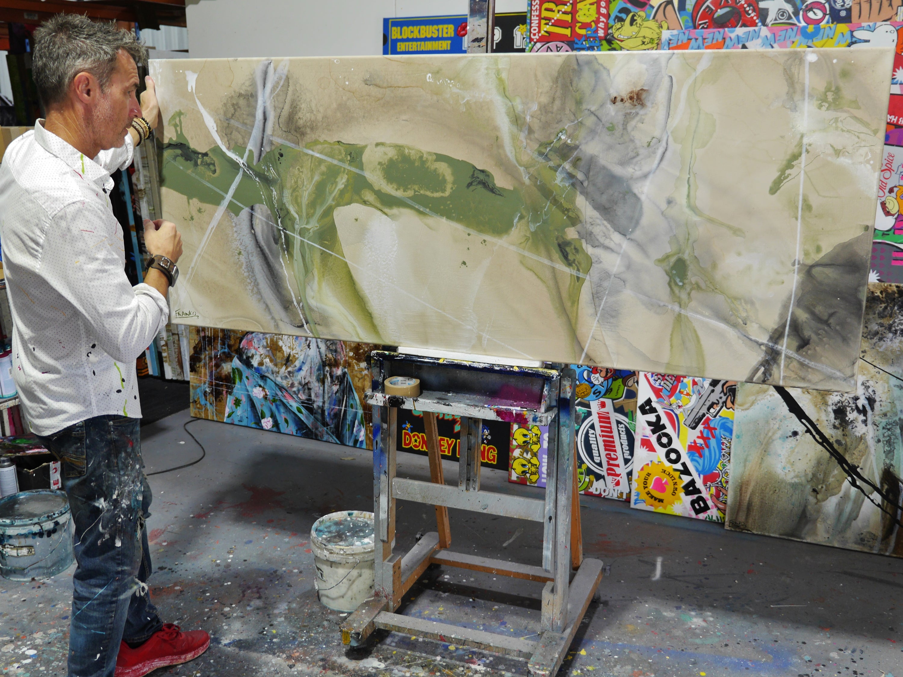 Refined 828 200cm x 80cm Blended Ink Abstract Painting (SOLD)