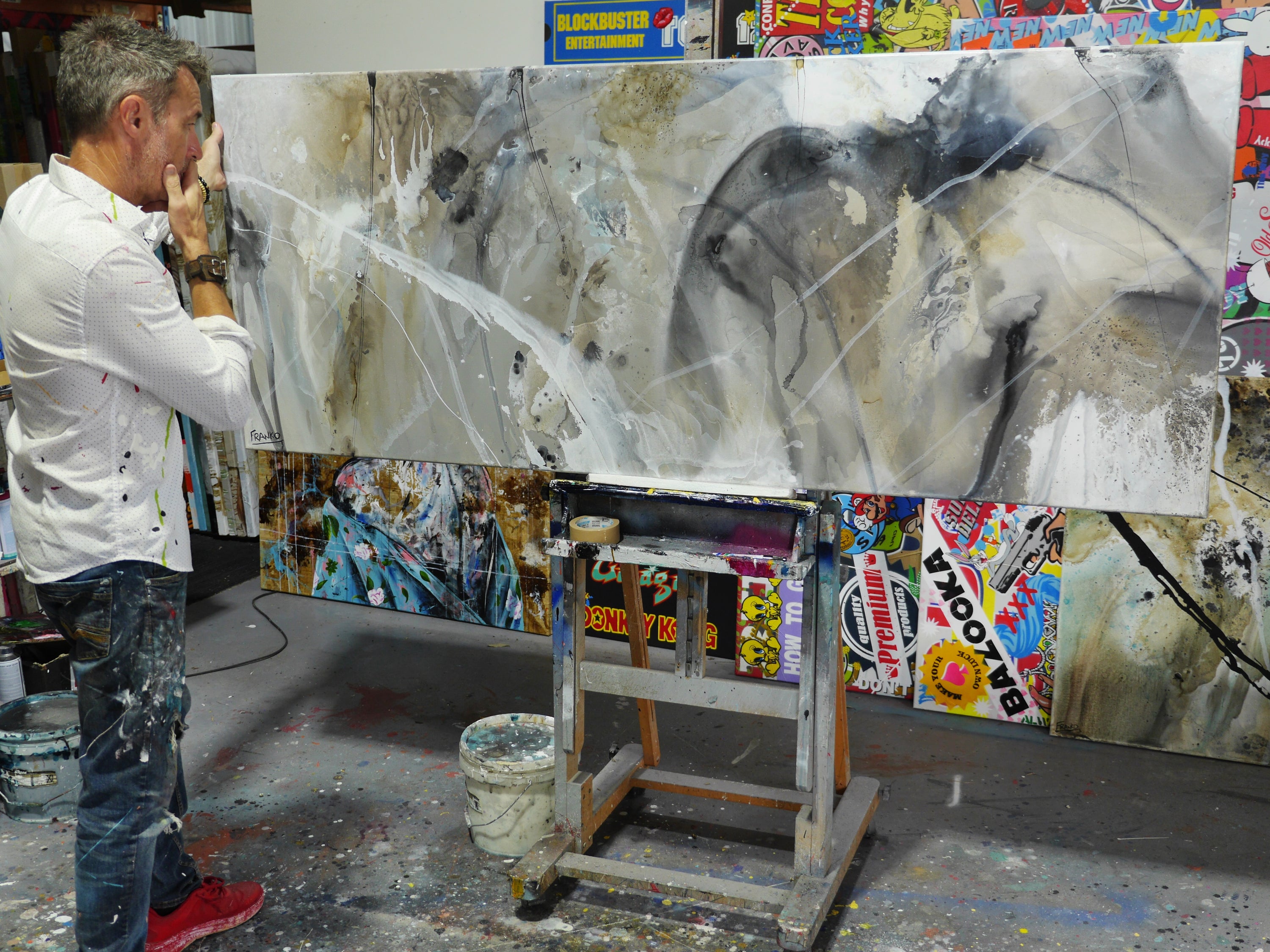 Refined 61 200cm x 80cm Blended Ink Abstract Painting (SOLD)