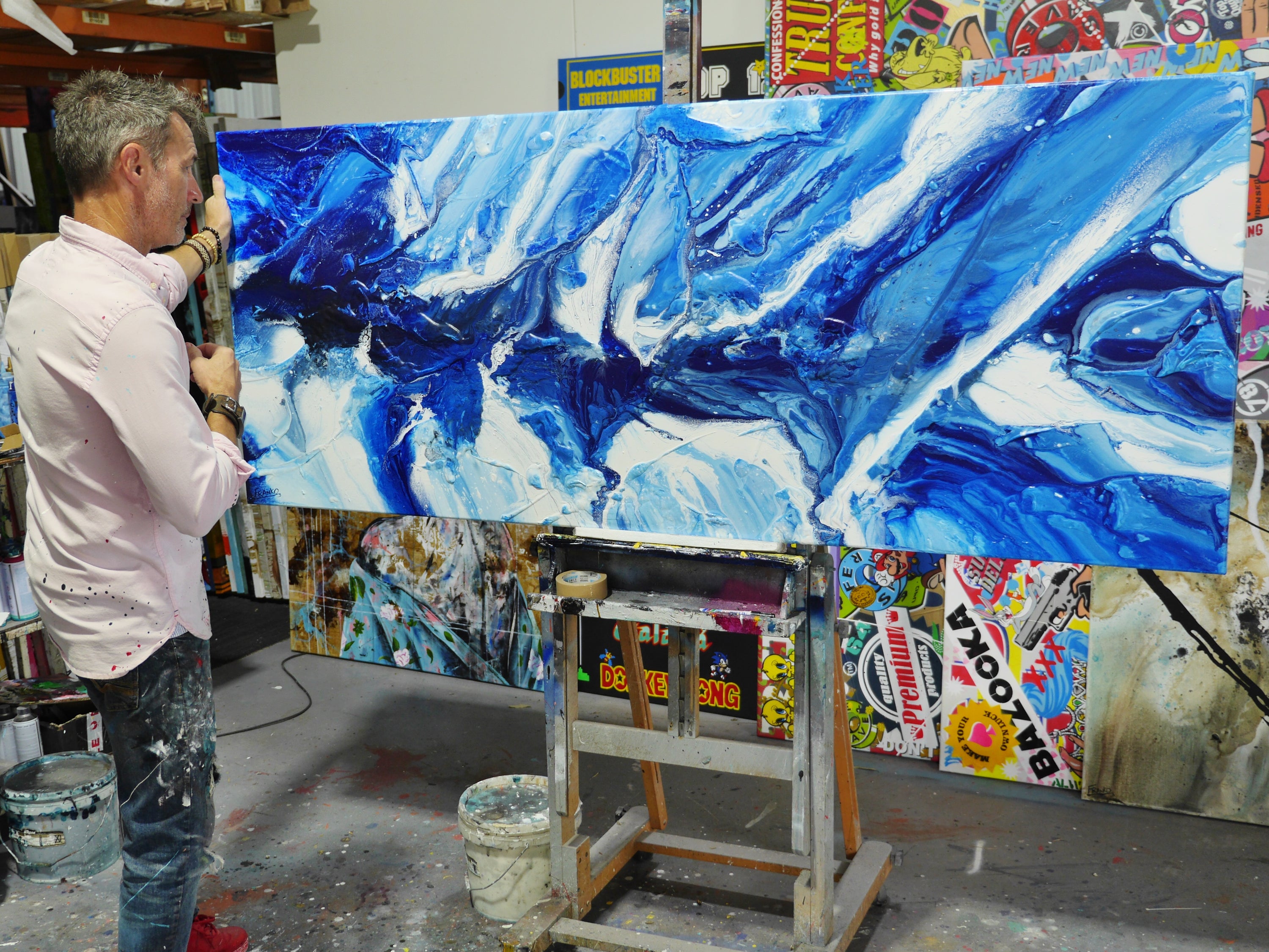 Ultra Blue 200cm x 80cm Textured Abstract Painting (SOLD)