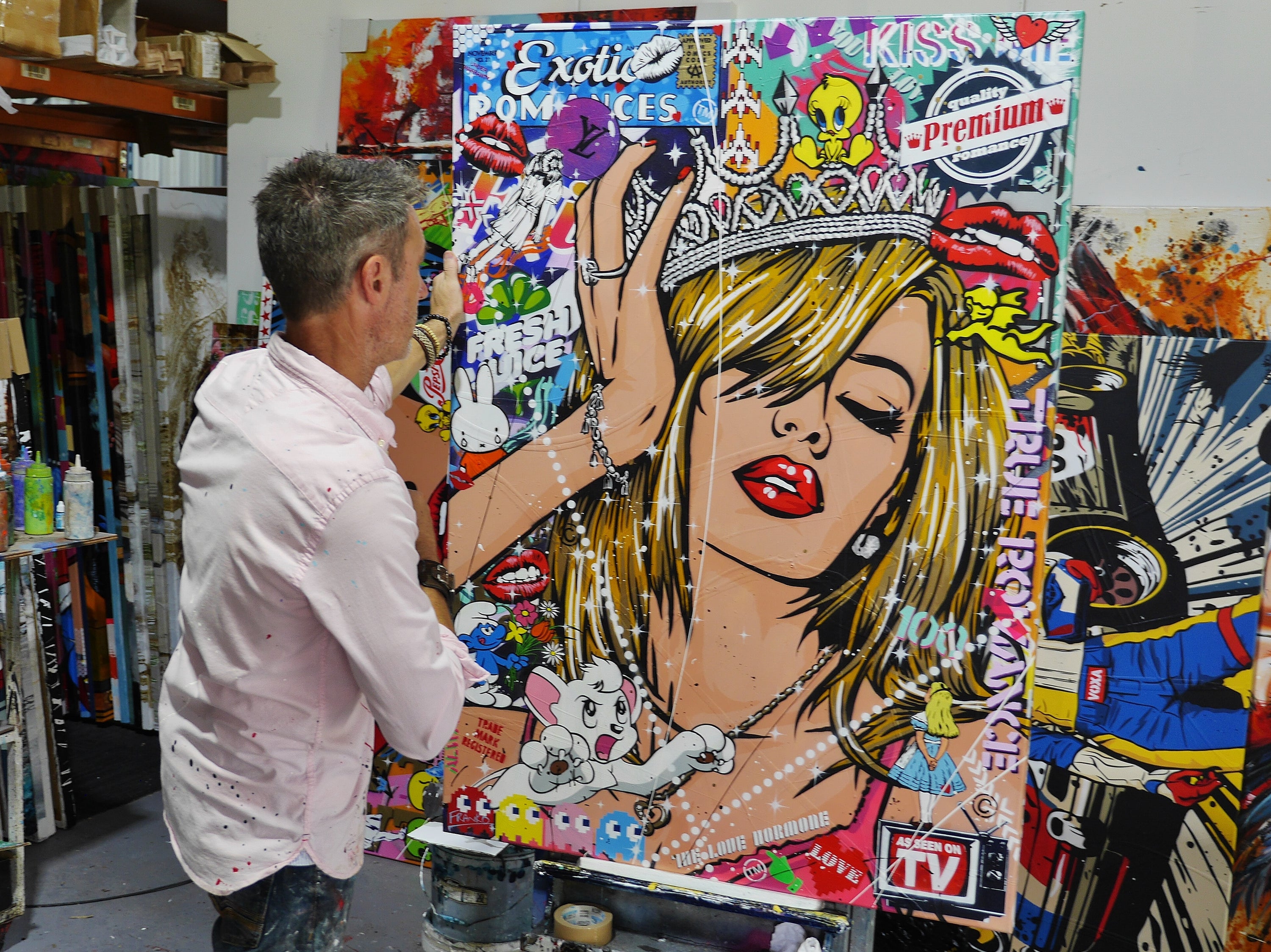 Beauty Queen 140cm x 100cm Textured Urban Pop Art Painting (SOLD)