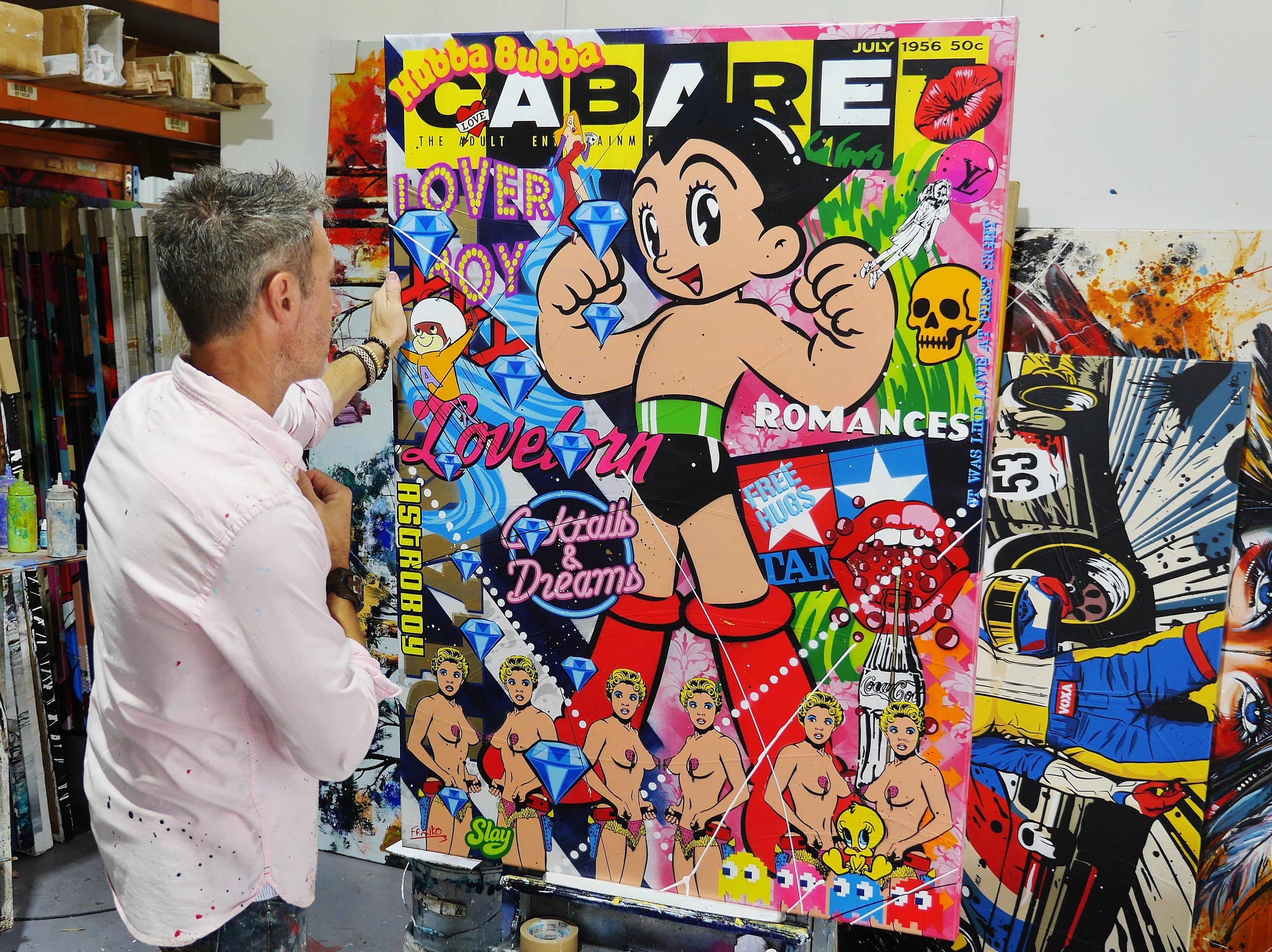 Cabaret Astro 140cm x 100cm Textured Urban Pop Art Painting (SOLD)