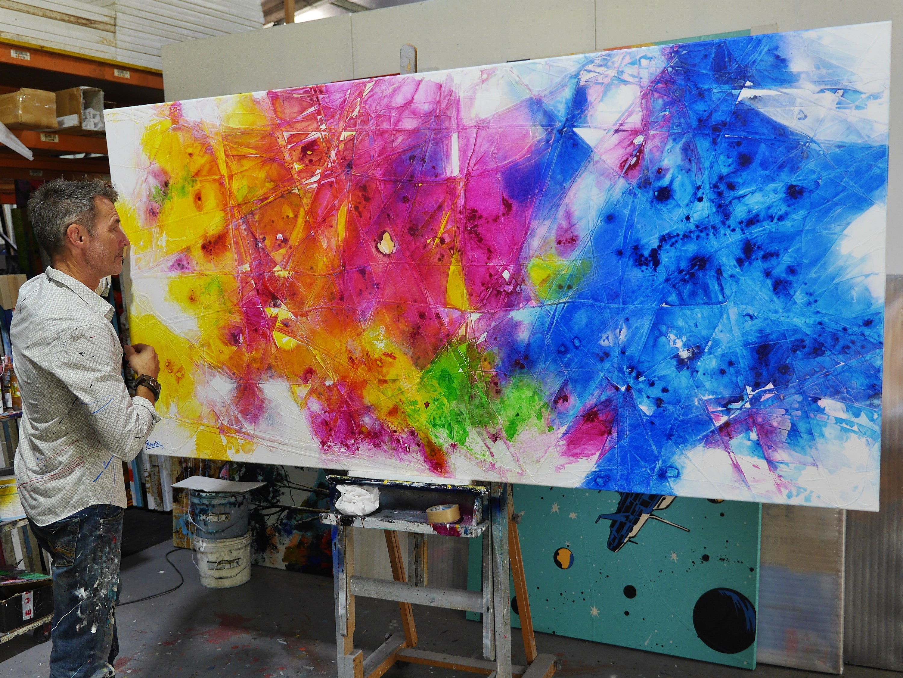 Colour Diffusion 240cm x 120cm Textured Abstract Painting