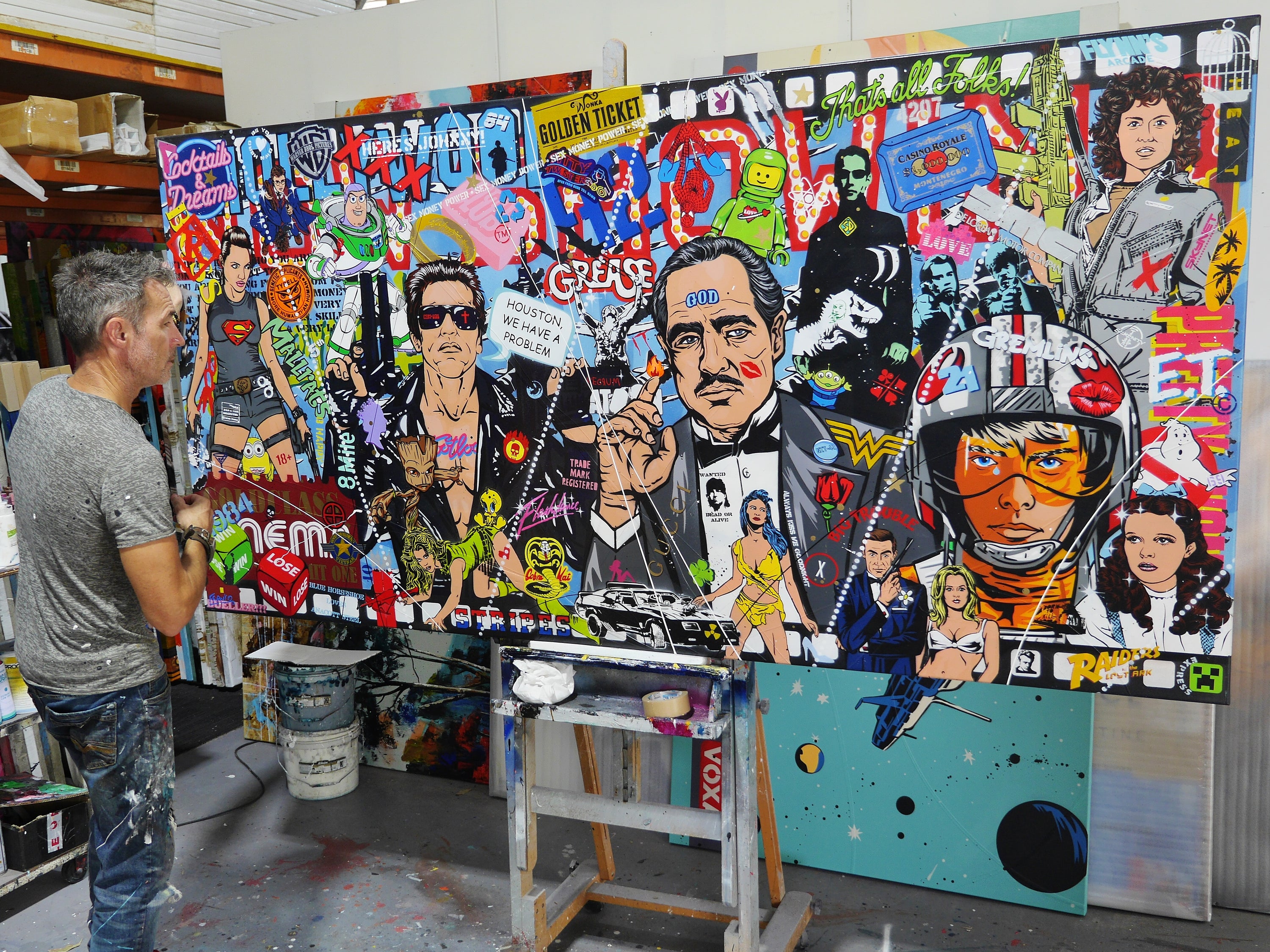 The Golden Ticket 240cm x 120cm Textured Urban Pop Art Painting (SOLD)