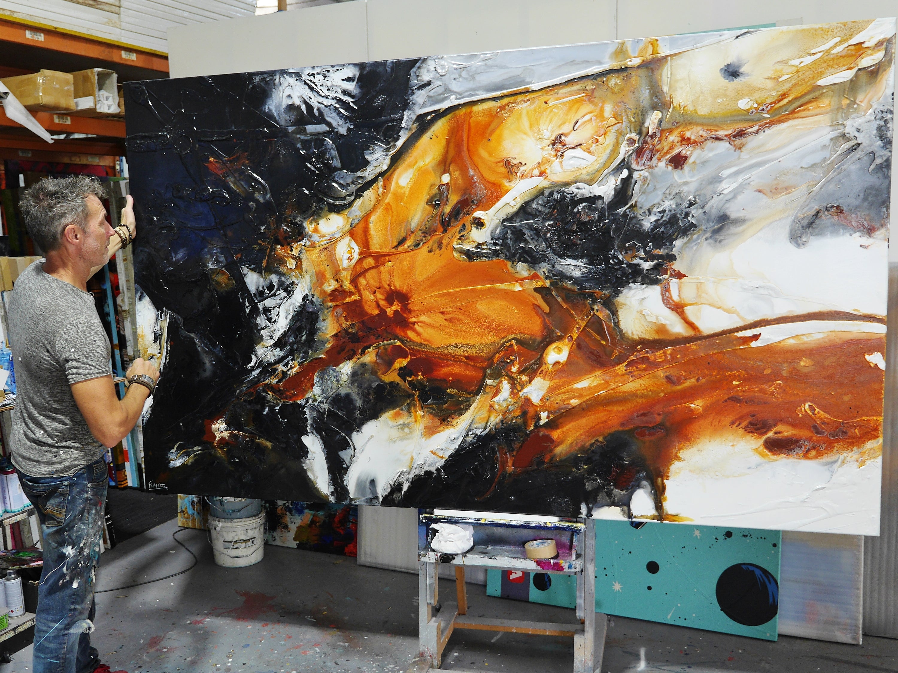 Universal Rush 250cm x 150cm Textured Abstract Painting