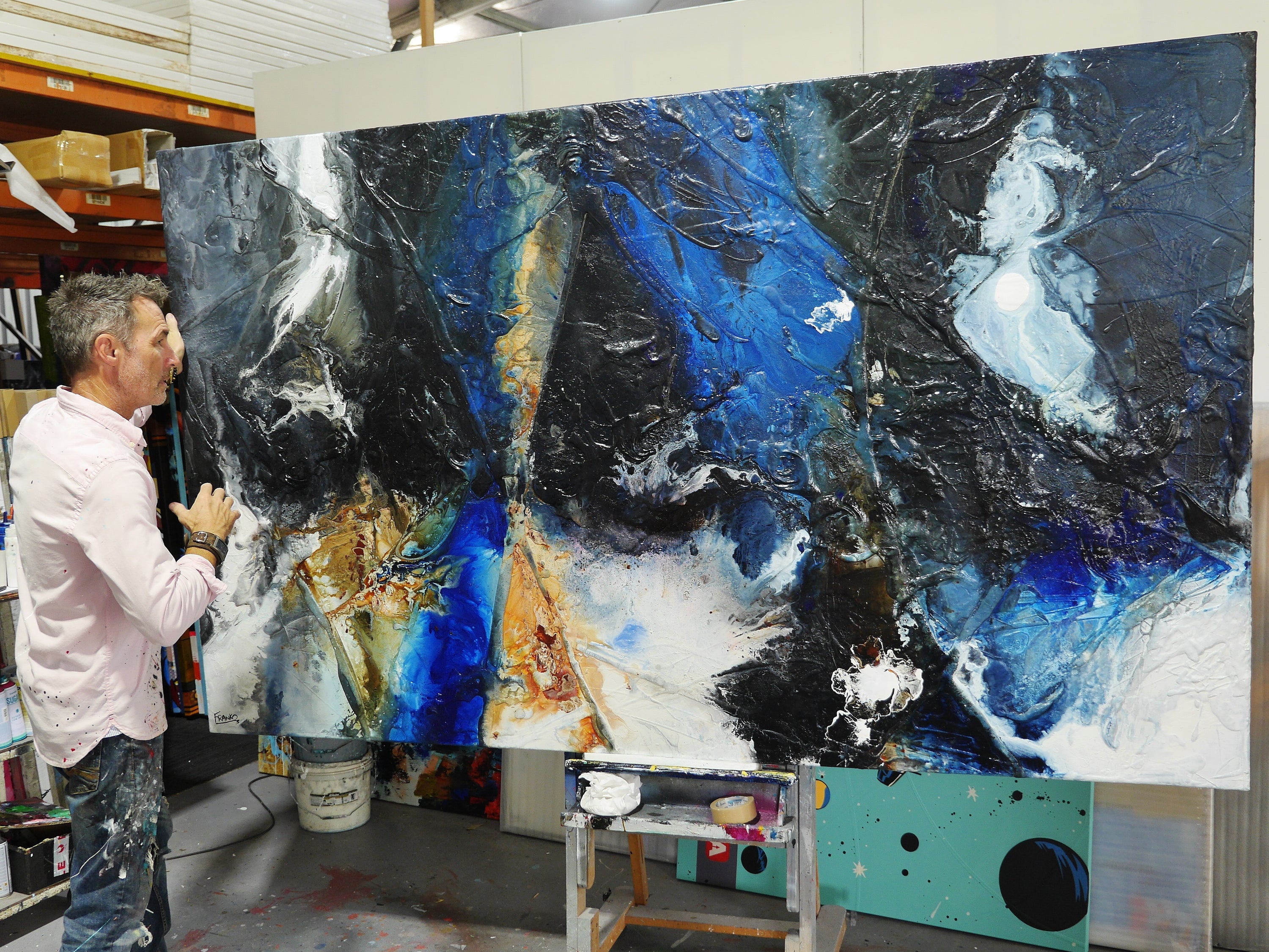 Divided Attention 250cm x 150cm FRAMED Textured Abstract Painting