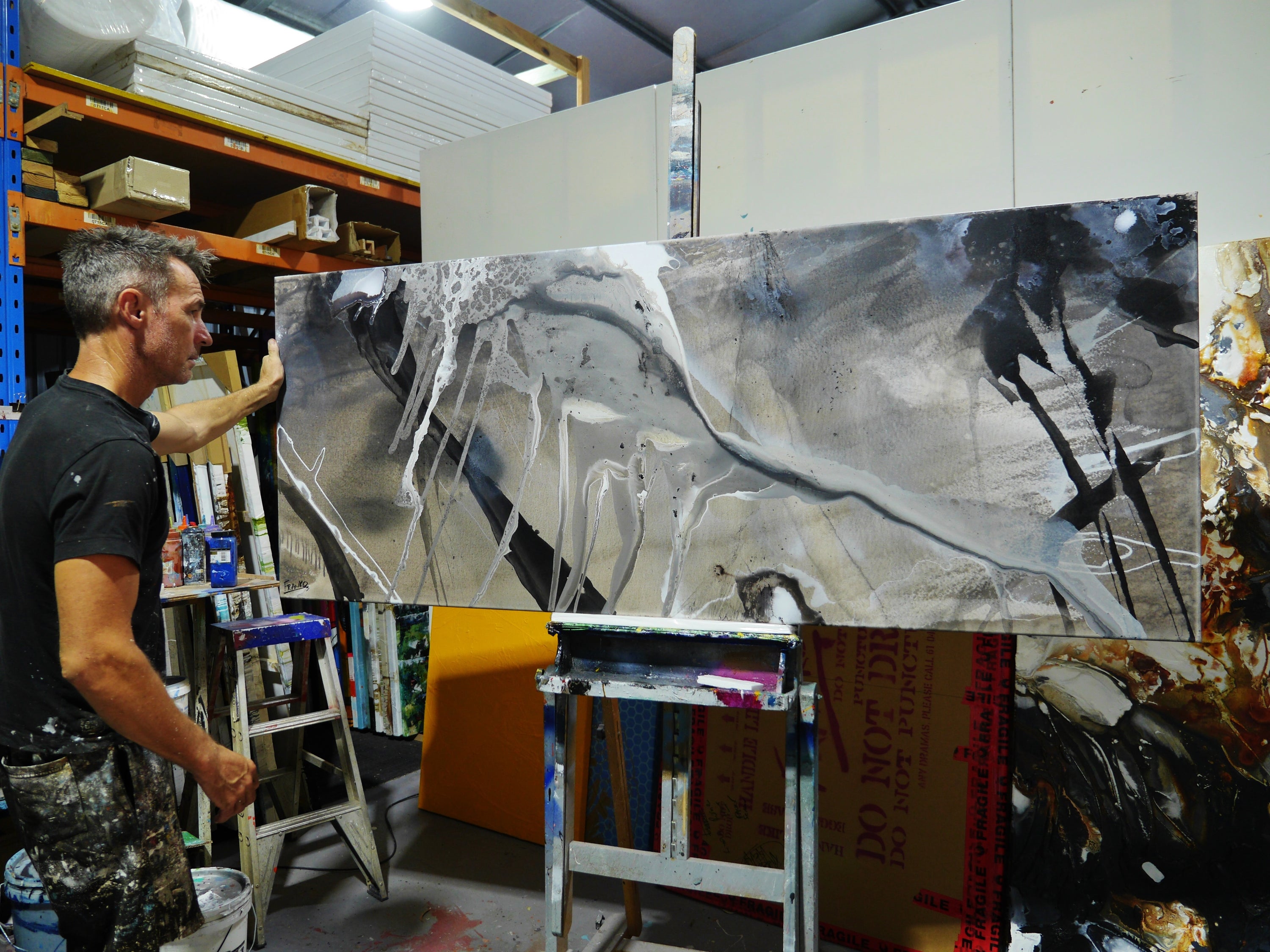 Refined 333 200cm x 80cm Blended Ink Abstract Painting (SOLD)
